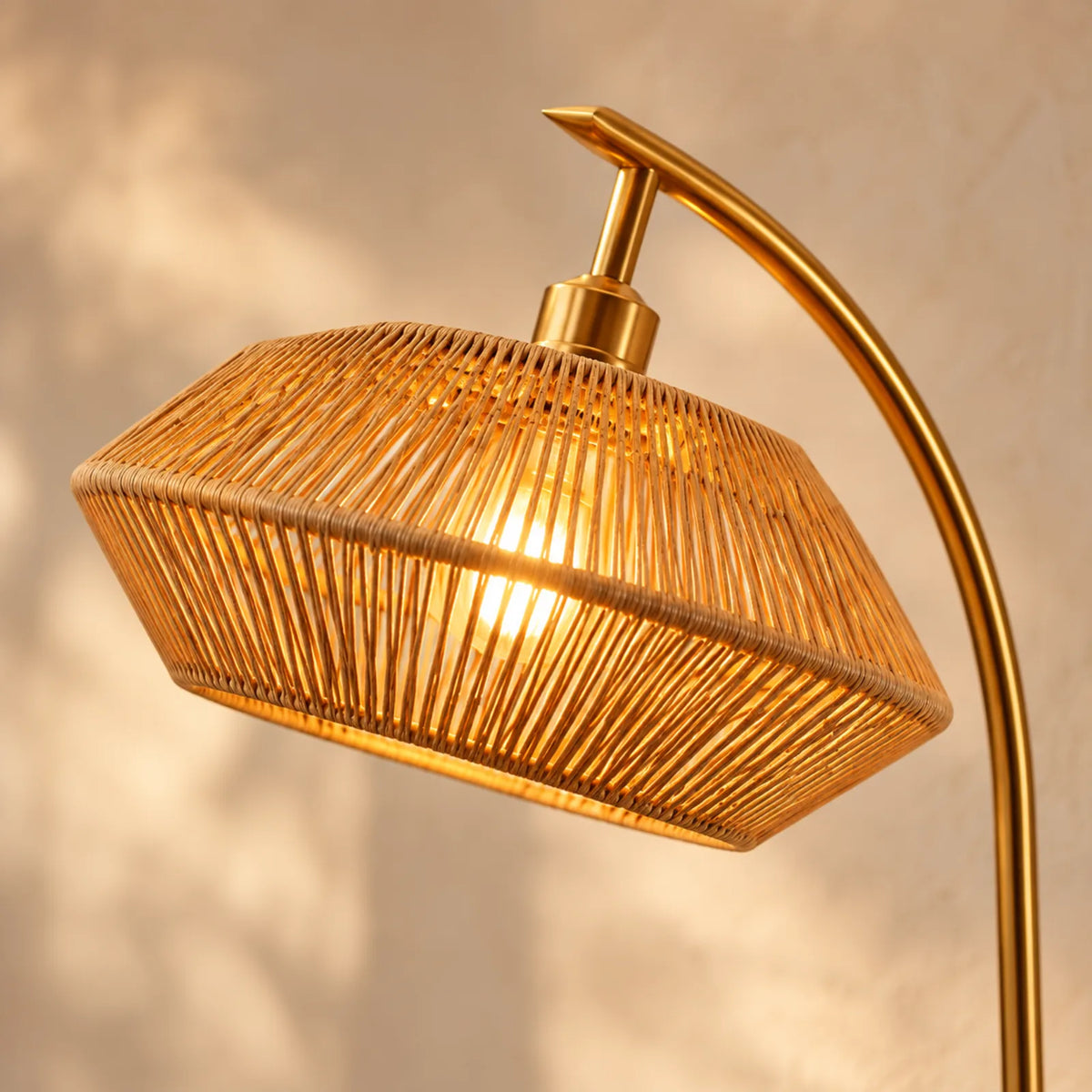 Lampadaire Scandinave Jute Doré | Livraison Tunisie | Fiolla Home