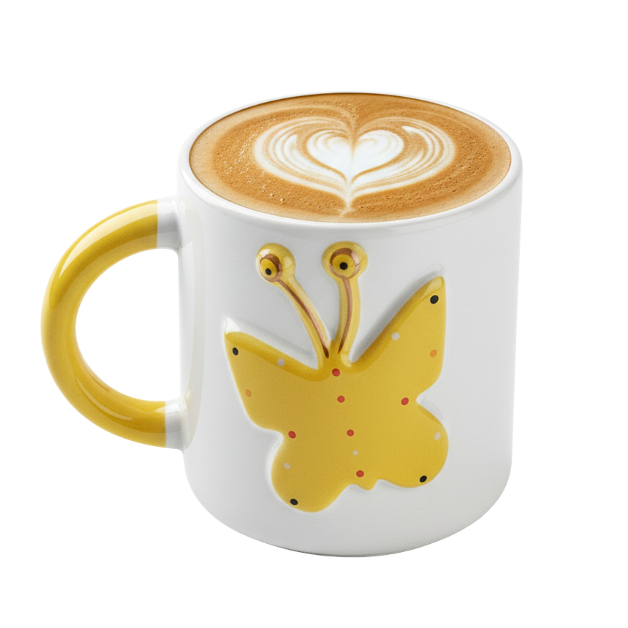 Mug Papillon Jaune en Relief – Tasse en Céramique Joyeuse & Design