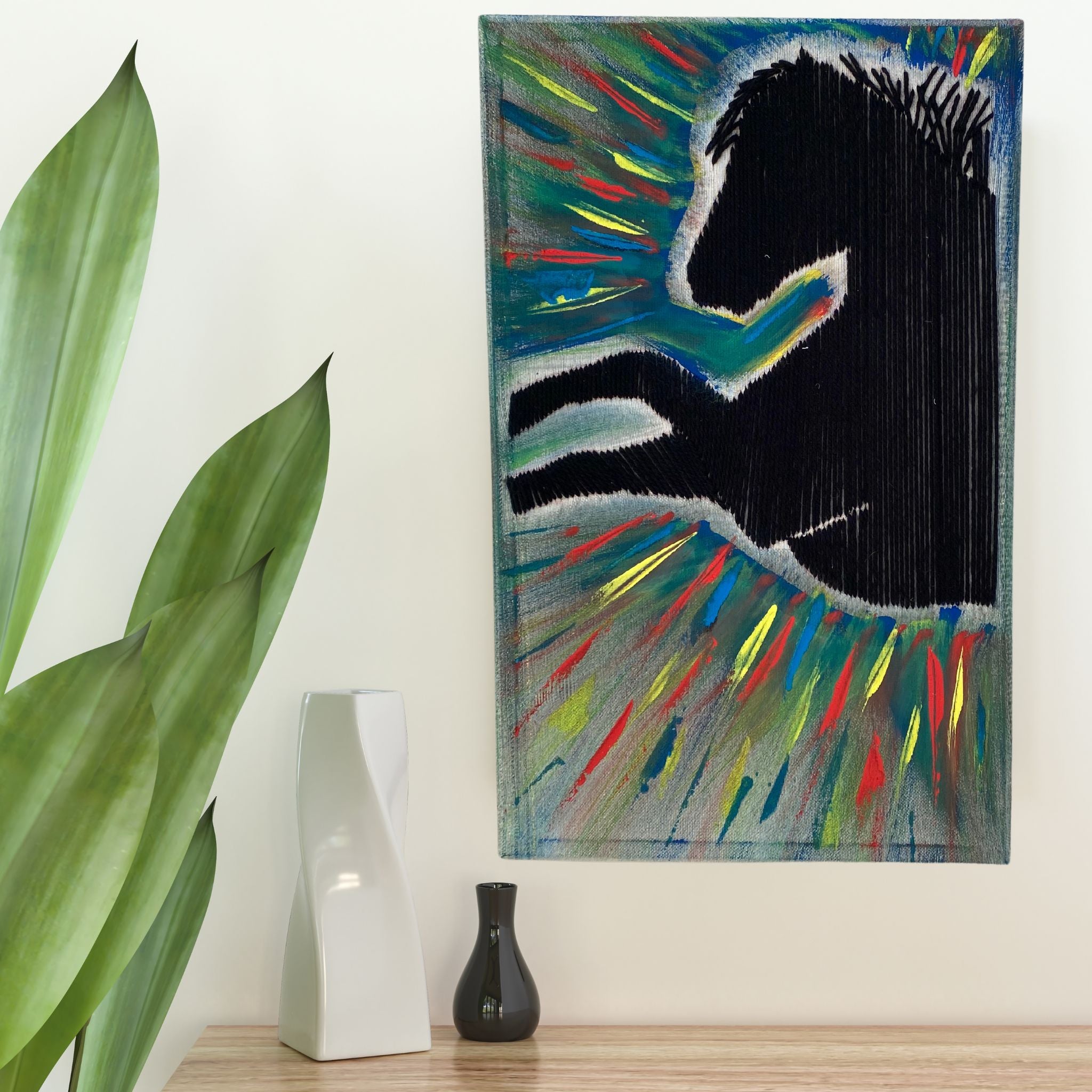 decoration murale cheval noir colors vives