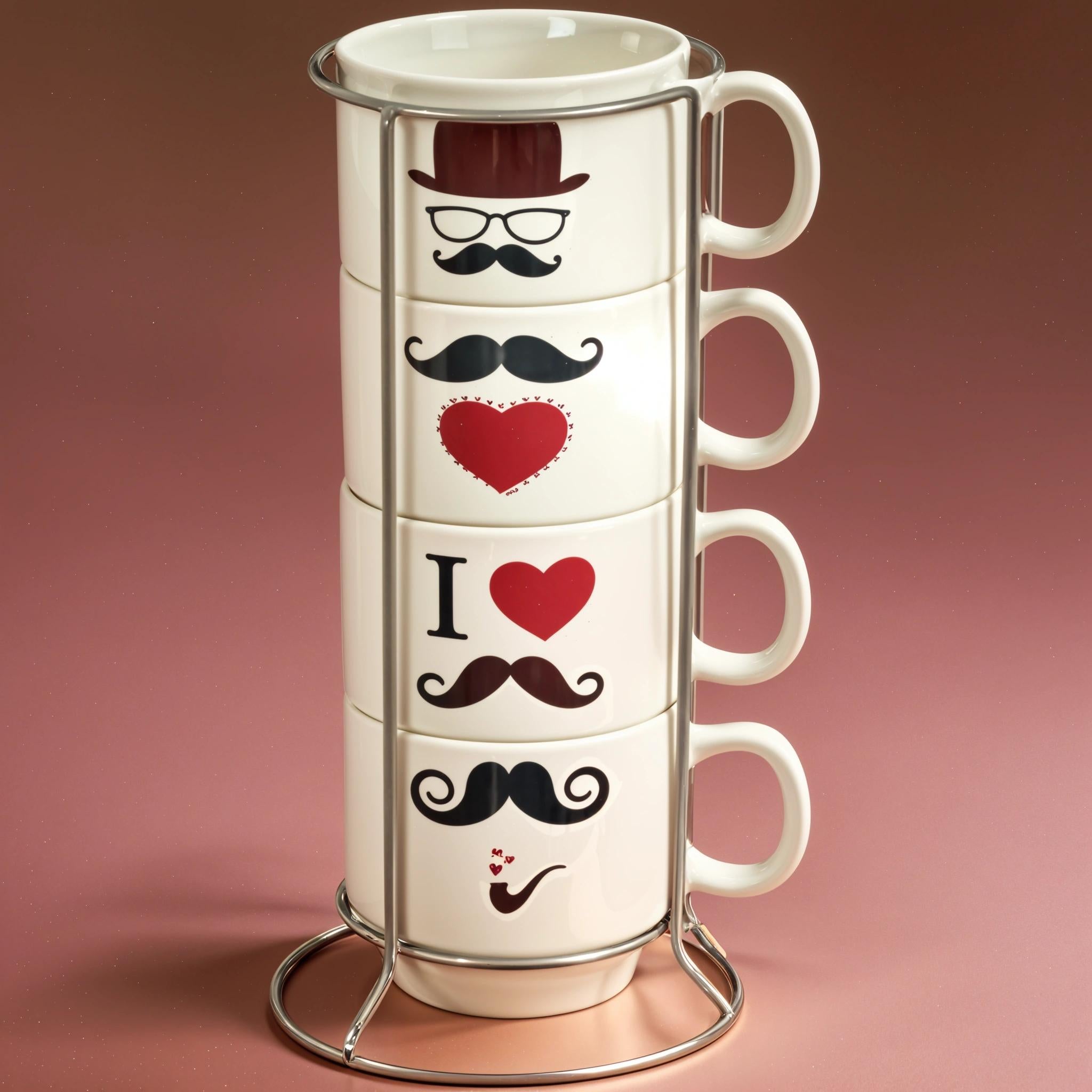 Ensemble de mugs avec support en métal