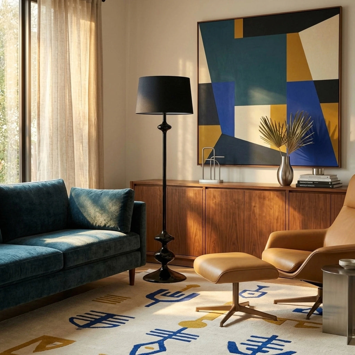 Lampadaire Noir Total Tunisie | Bois Tourné Pièce Unique | Fiolla Home