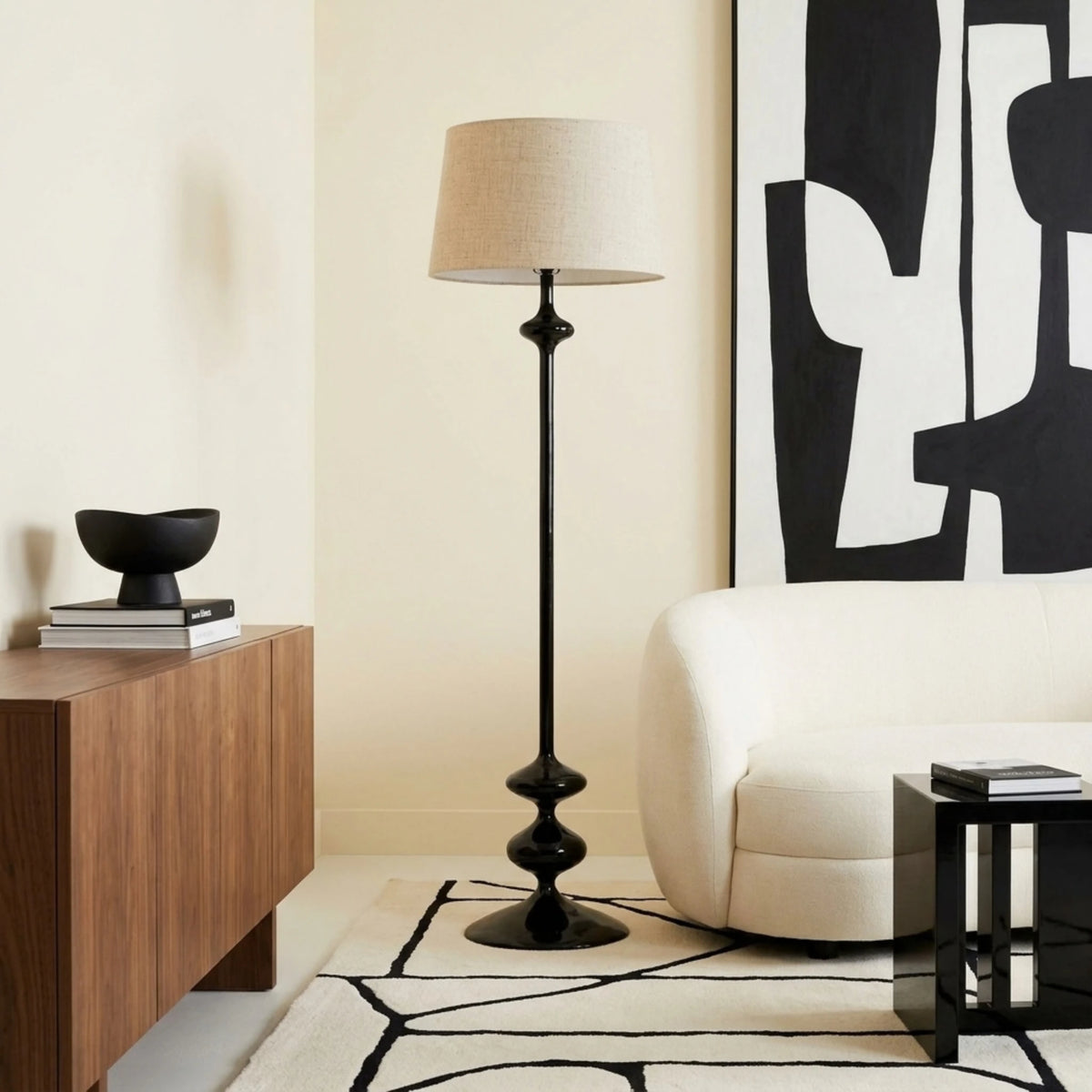 Lampadaire Noir Tunisie | Bois Tourné Pièce Unique | Fiolla Home