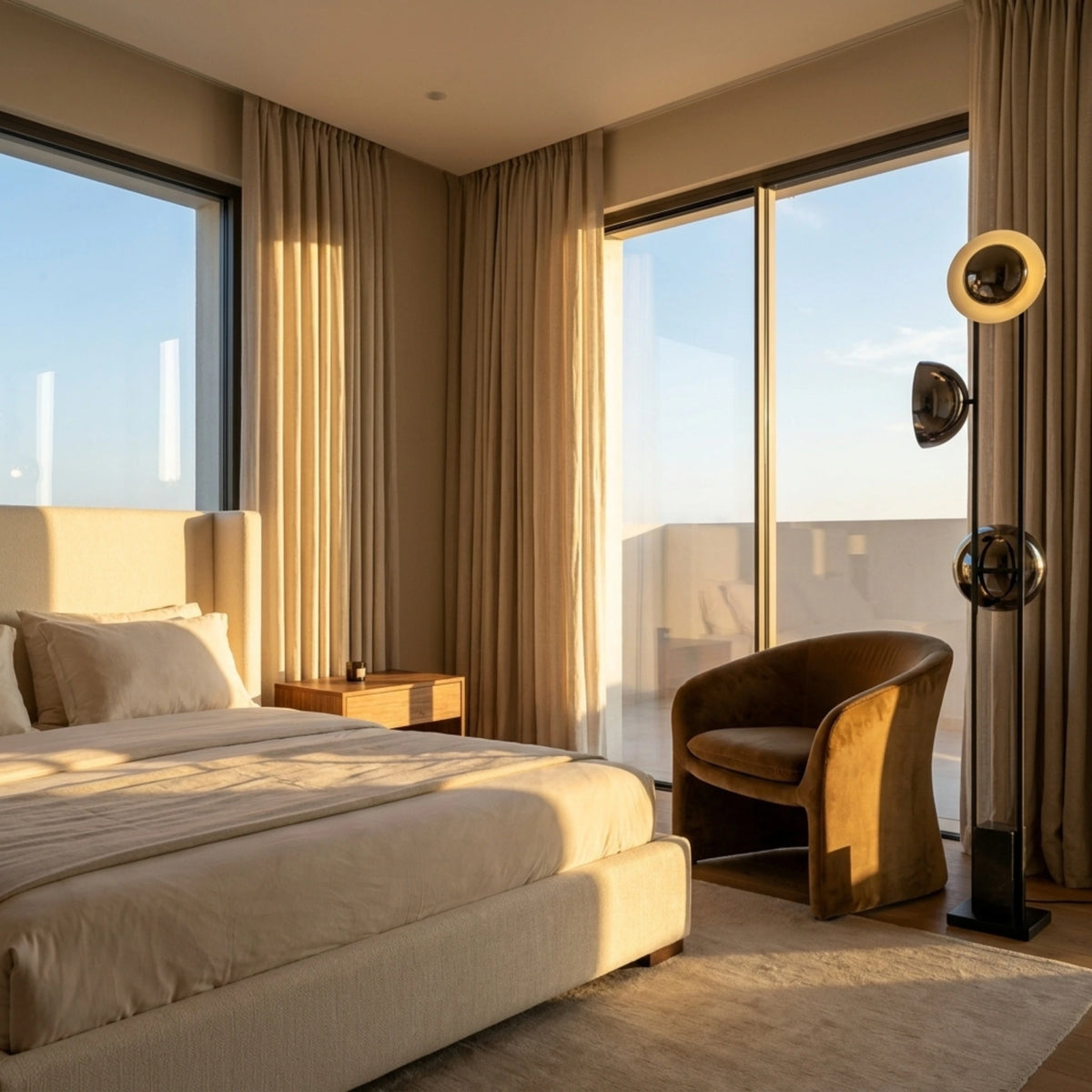 Lampadaire Design Tunisie | Noir Mat & Albâtre Moderne | Fiolla Home