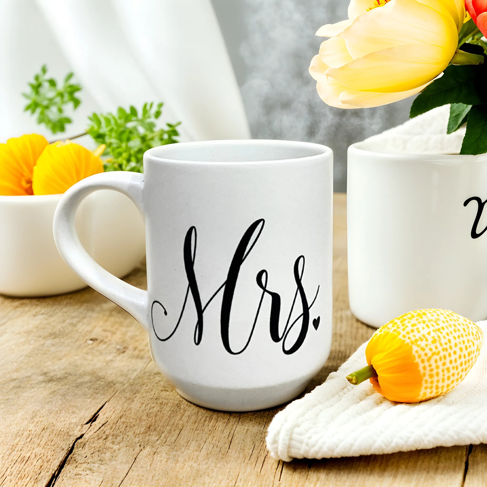 Set de Mugs Mr. Right et Mrs. | Cadeau Romantique | Fiolla Home