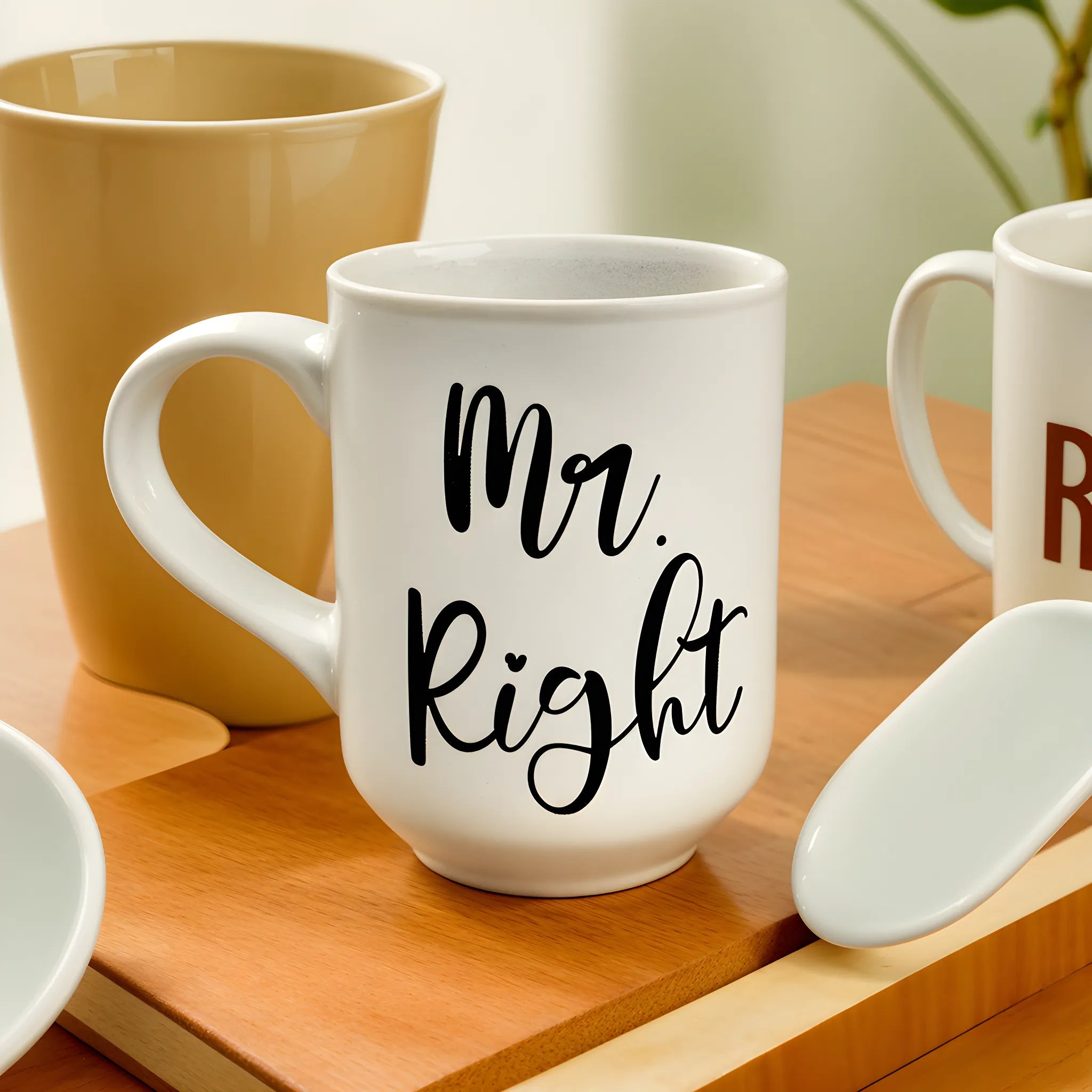 Set de Mugs Mr. Right et Mrs. | Cadeau Romantique | Fiolla Home