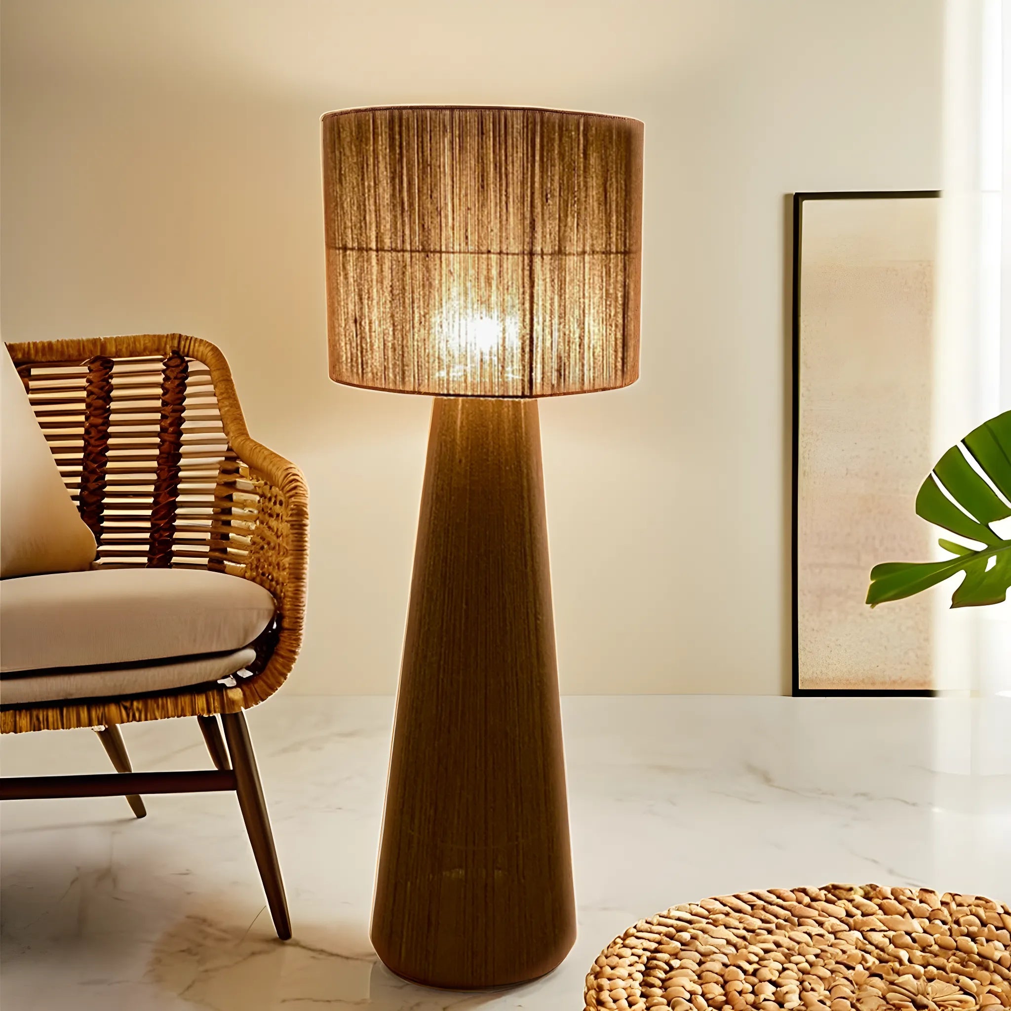 Lampadaire en Fibres de Jute | Handmade en Tunisie | Fiolla Home