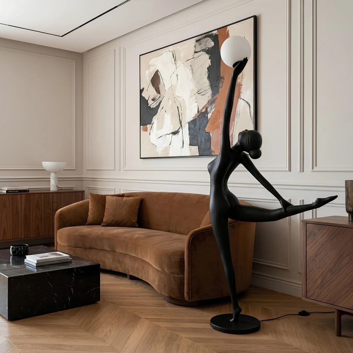 Lampadaire Danseuse Tunisie | Sculpture Noire 210 cm | Fiolla Home