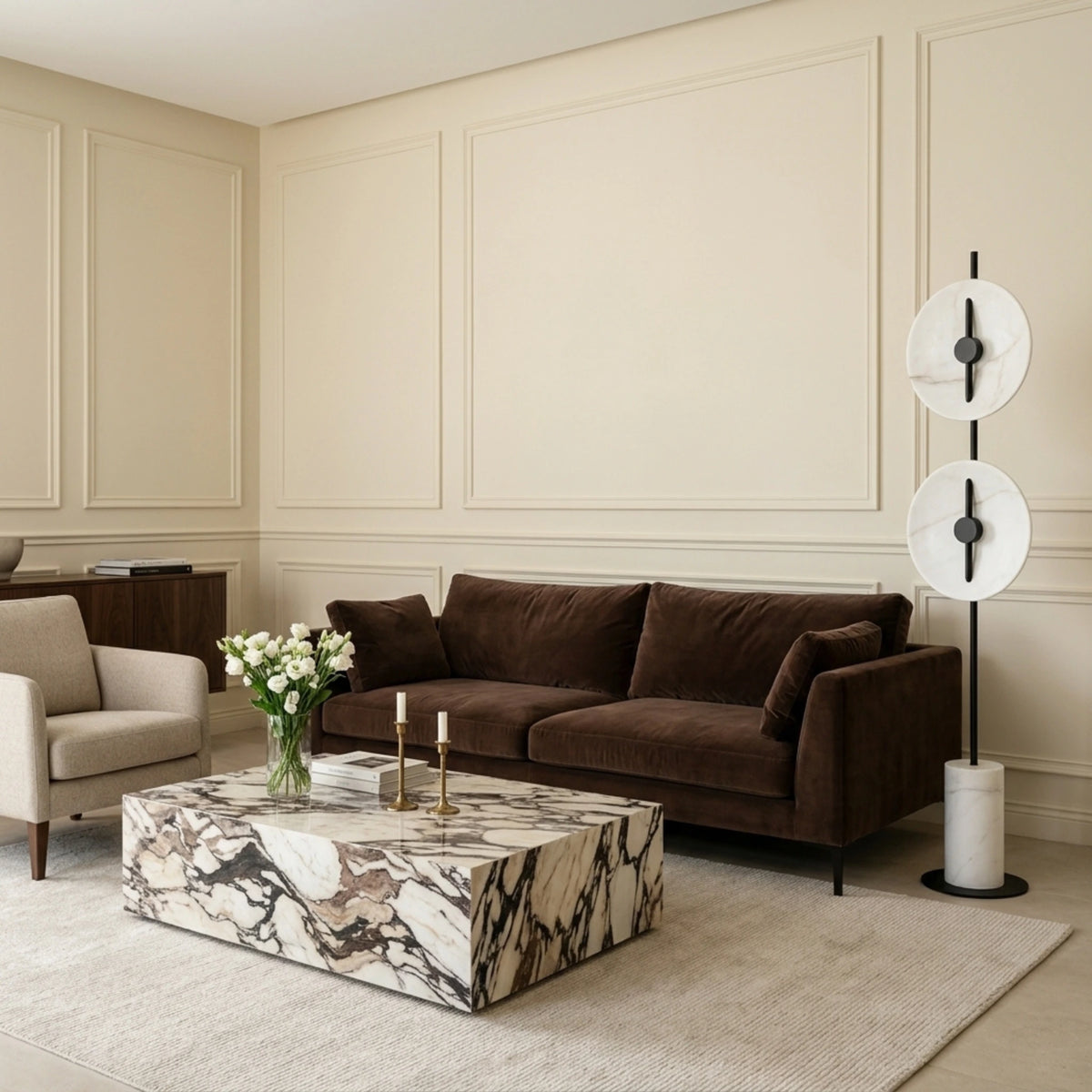 Lampadaire Design Tunisie | Effet Marbre Blanc & Noir | Fiolla Home