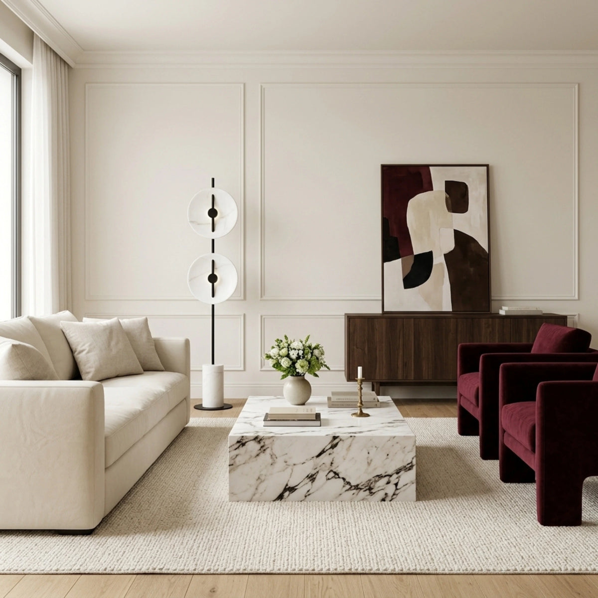 Lampadaire Design Tunisie | Effet Marbre Blanc & Noir | Fiolla Home