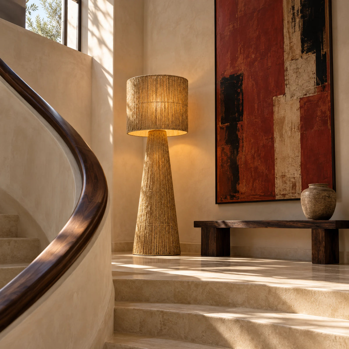 Lampadaire en Fibres de Jute | Handmade en Tunisie | Fiolla Home