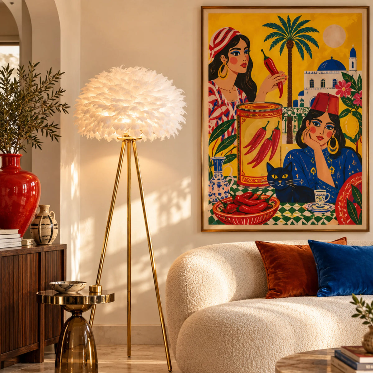 Lampadaire Plumes d'Autruche – LED Luxe