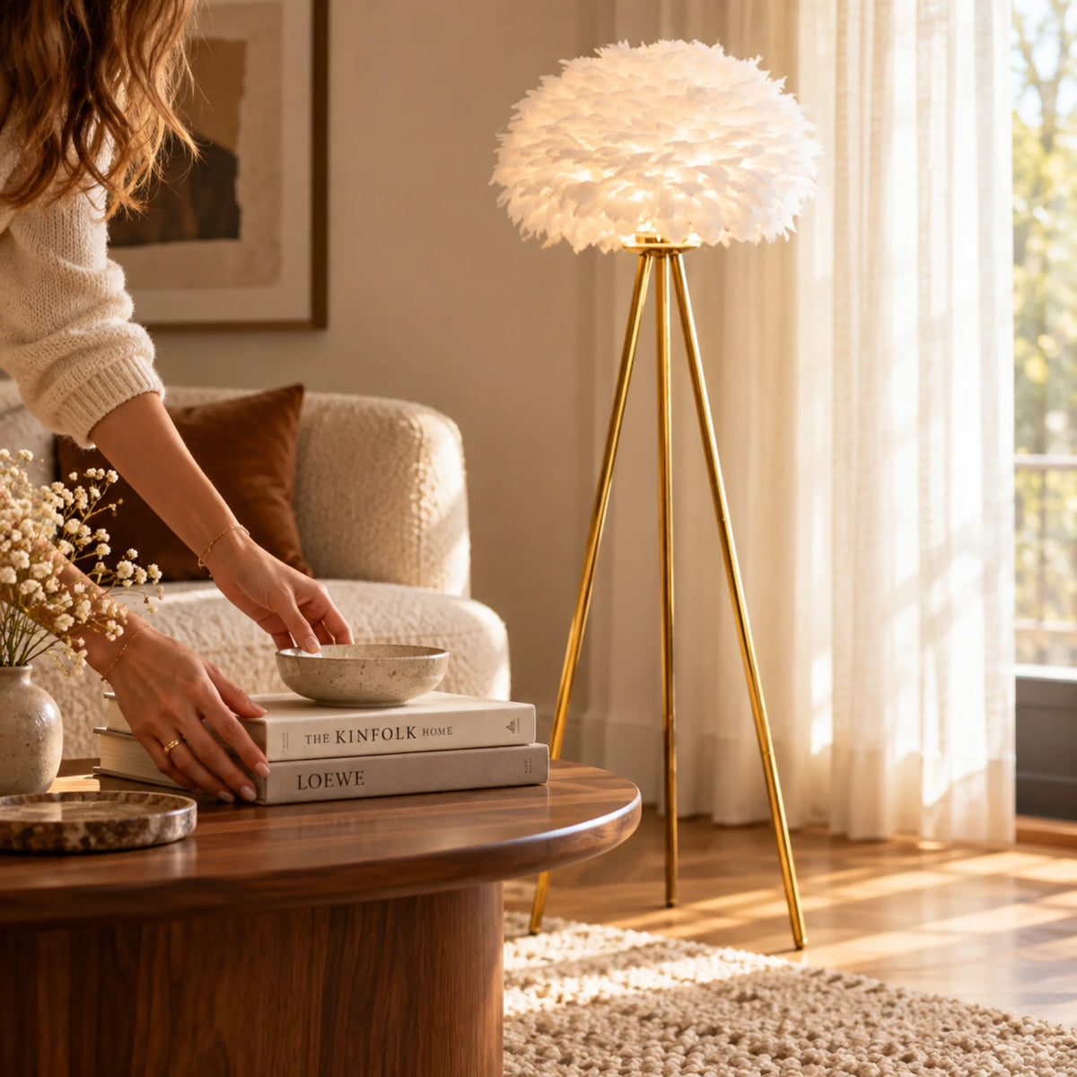 Lampadaire Plumes d'Autruche – LED Luxe