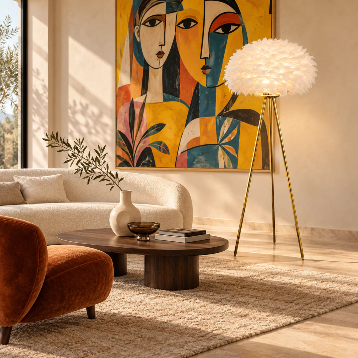 Lampadaire Plumes d'Autruche – LED Luxe