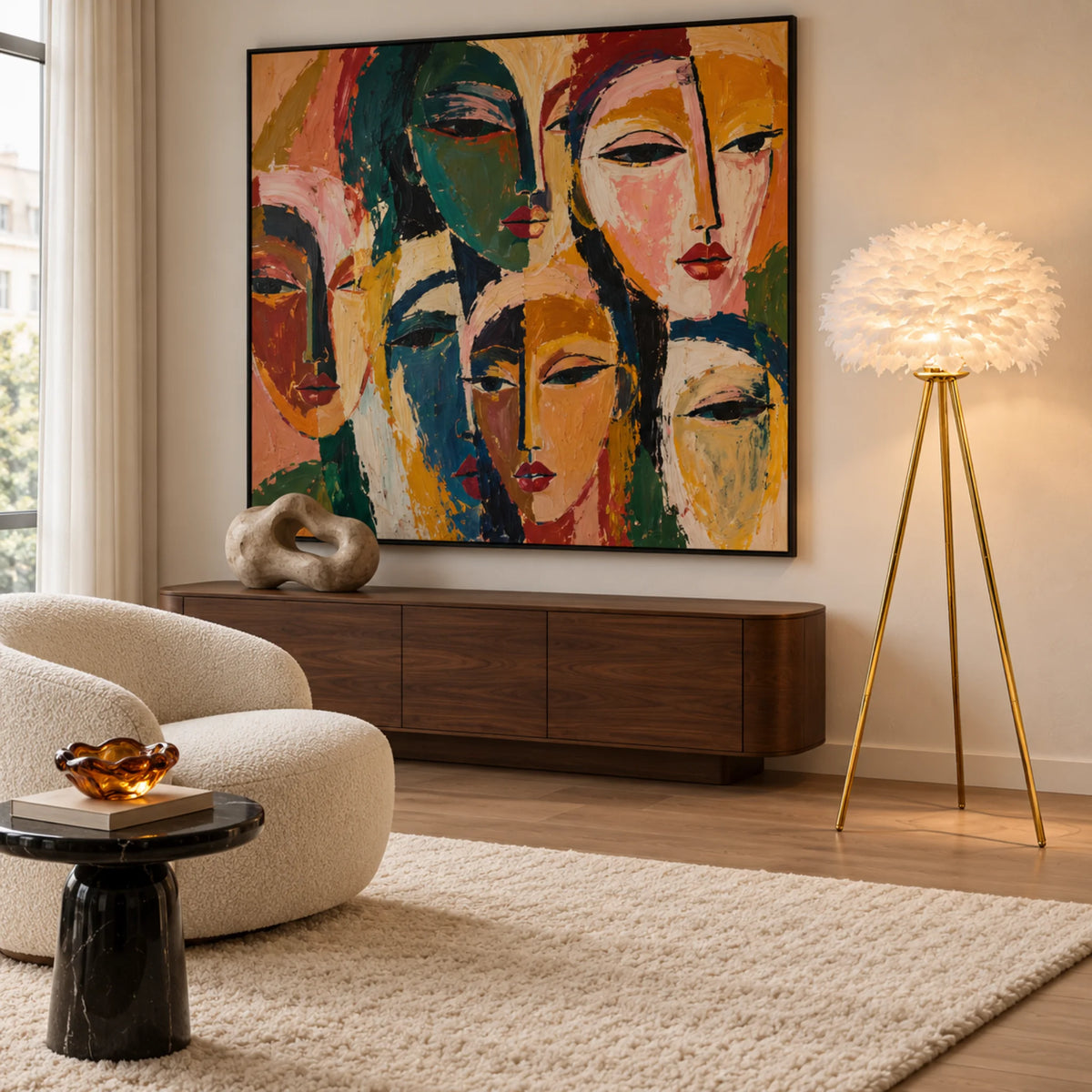 Lampadaire Plumes d'Autruche – LED Luxe