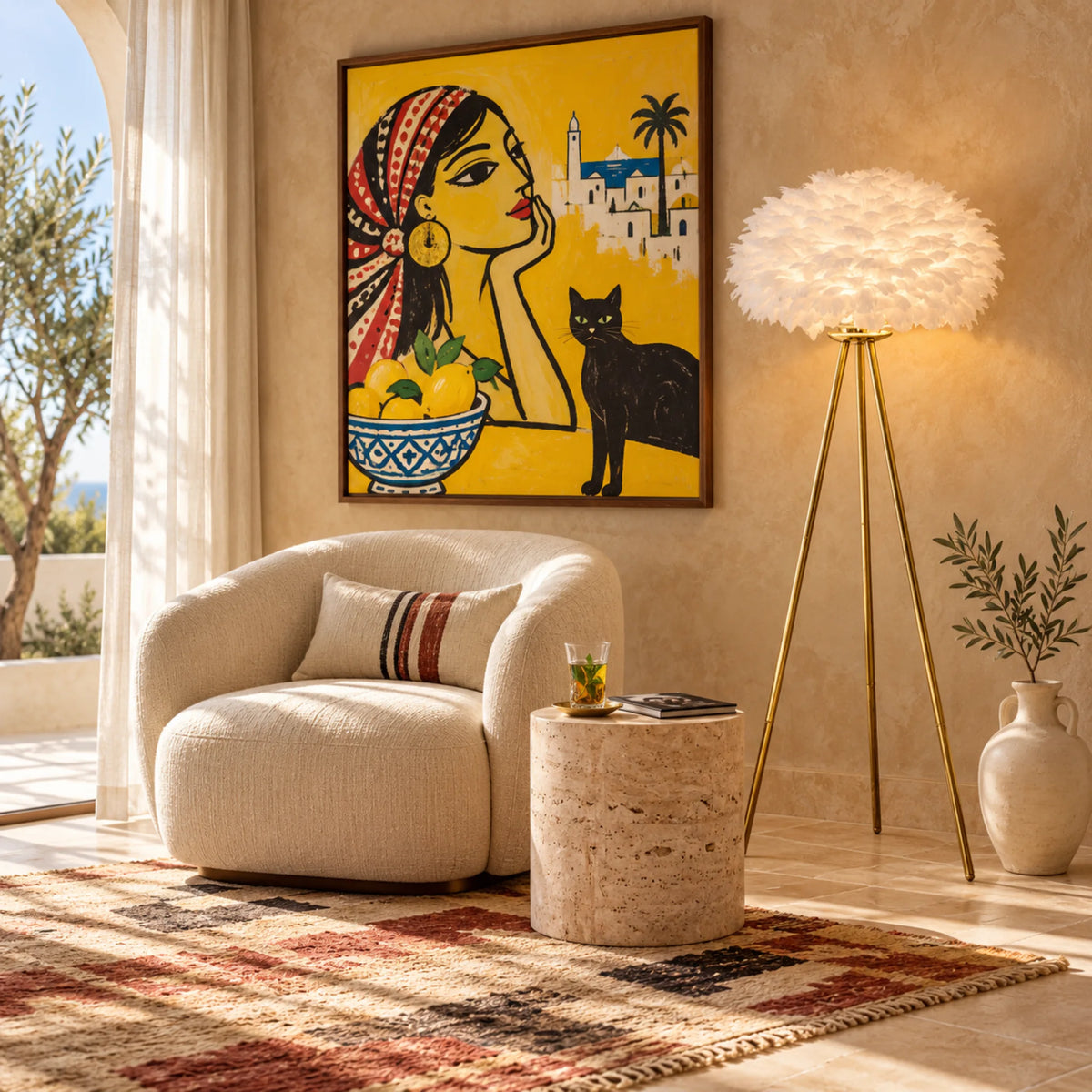 Lampadaire Plumes d'Autruche – LED Luxe