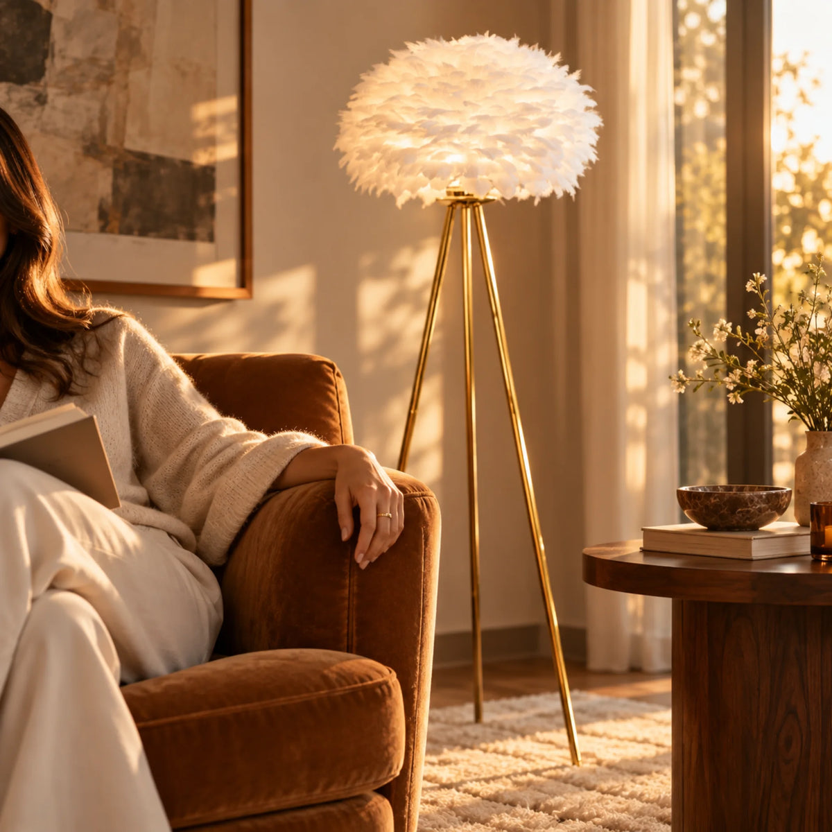 Lampadaire Plumes d'Autruche – LED Luxe