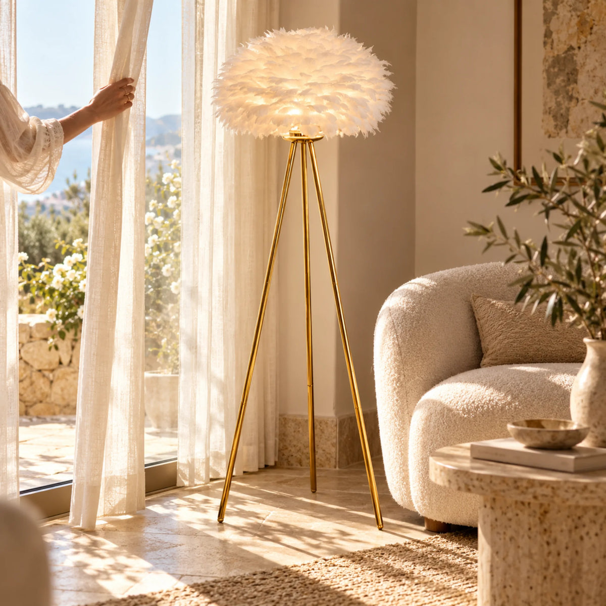 Lampadaire Plumes d'Autruche – LED Luxe