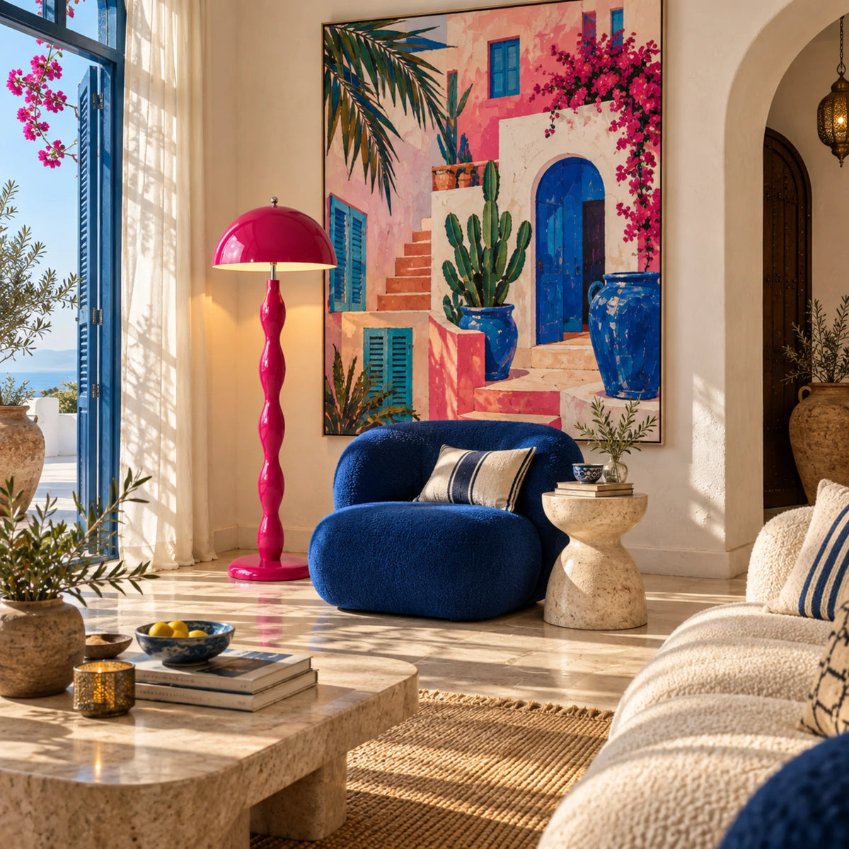 Lampadaire Rose Tunisie | Design Artisanal 150 cm | Fiolla Home
