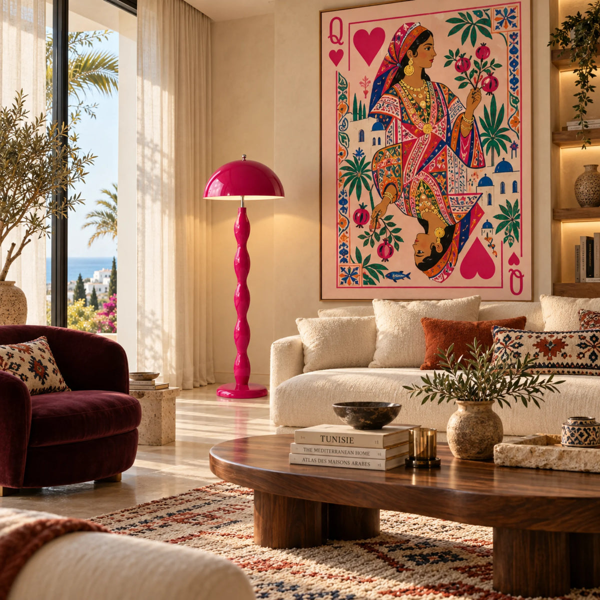 Lampadaire Rose Tunisie | Design Artisanal 150 cm | Fiolla Home