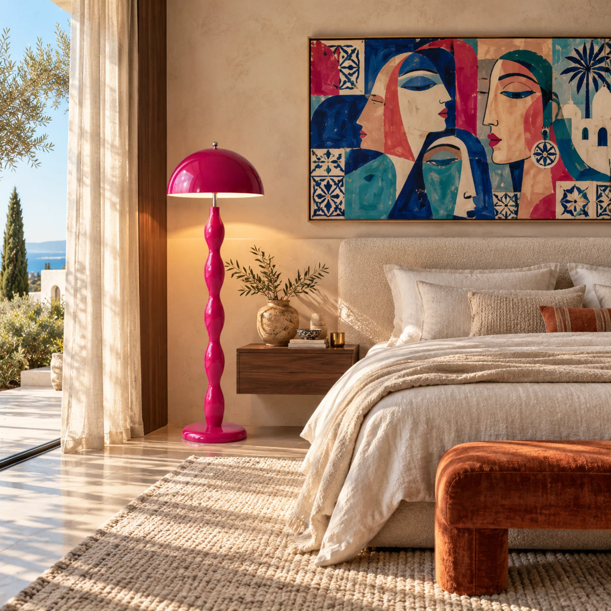 Lampadaire Rose Tunisie | Design Artisanal 150 cm | Fiolla Home