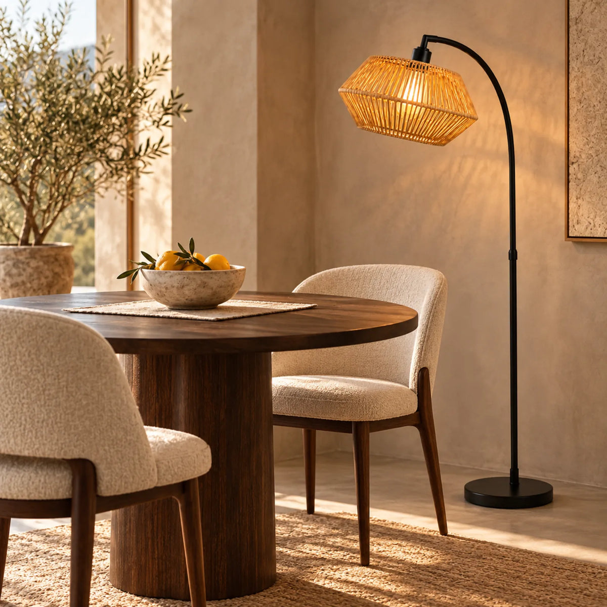Lampadaire Scandinave Jute Noir | Livraison Tunisie | Fiolla Home