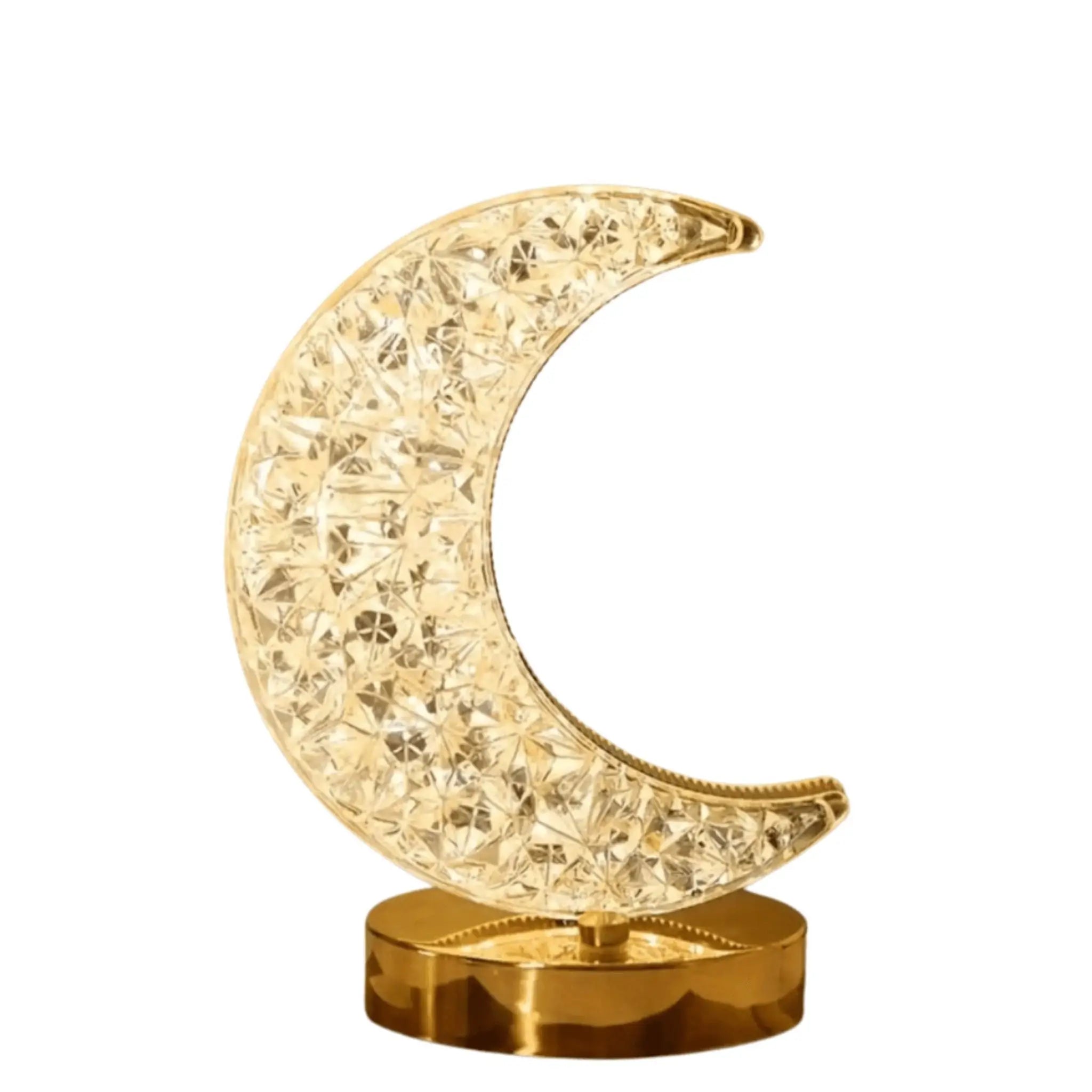 Lampe croissant en cristal doré, parfaite pour ajouter une lumière douce et un style raffiné à votre décoration intérieure