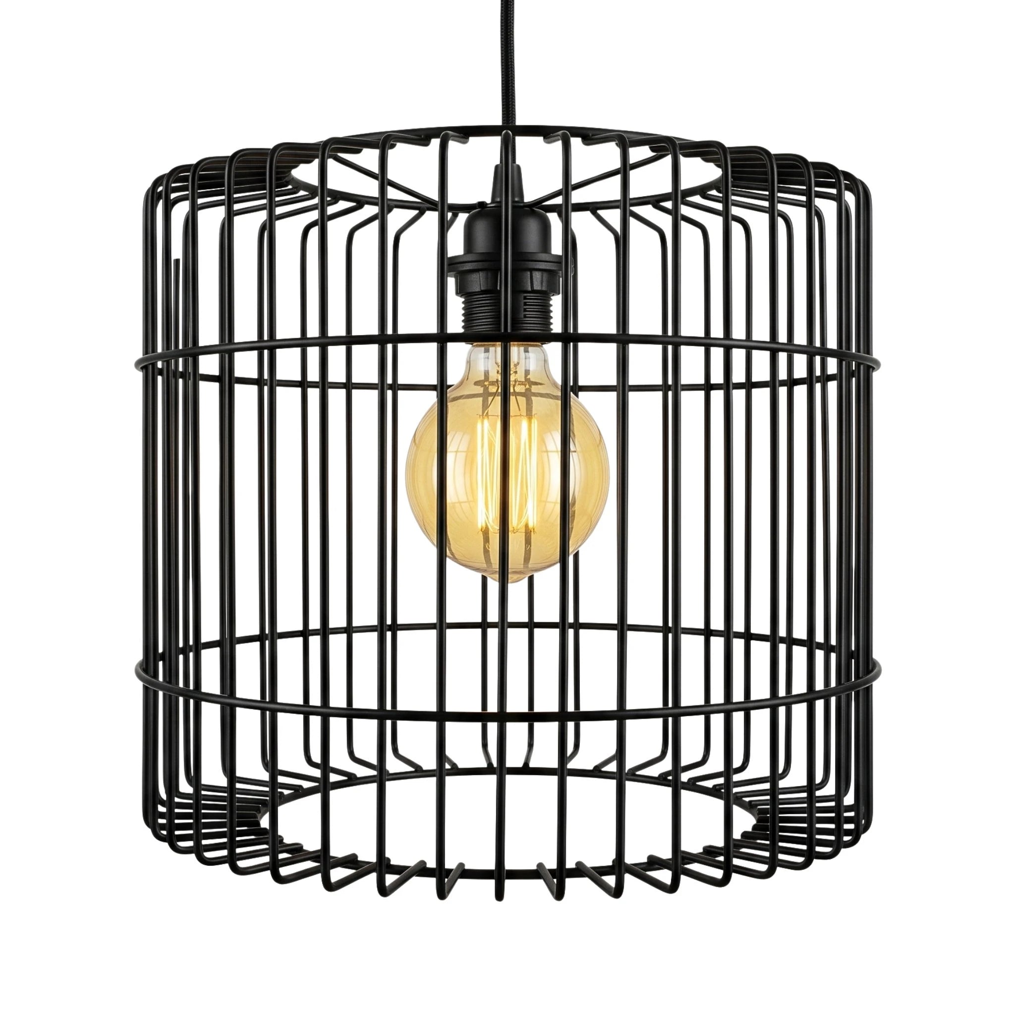 Suspension Cage Cylindrique Noir | Filament Edison | Fiolla Home