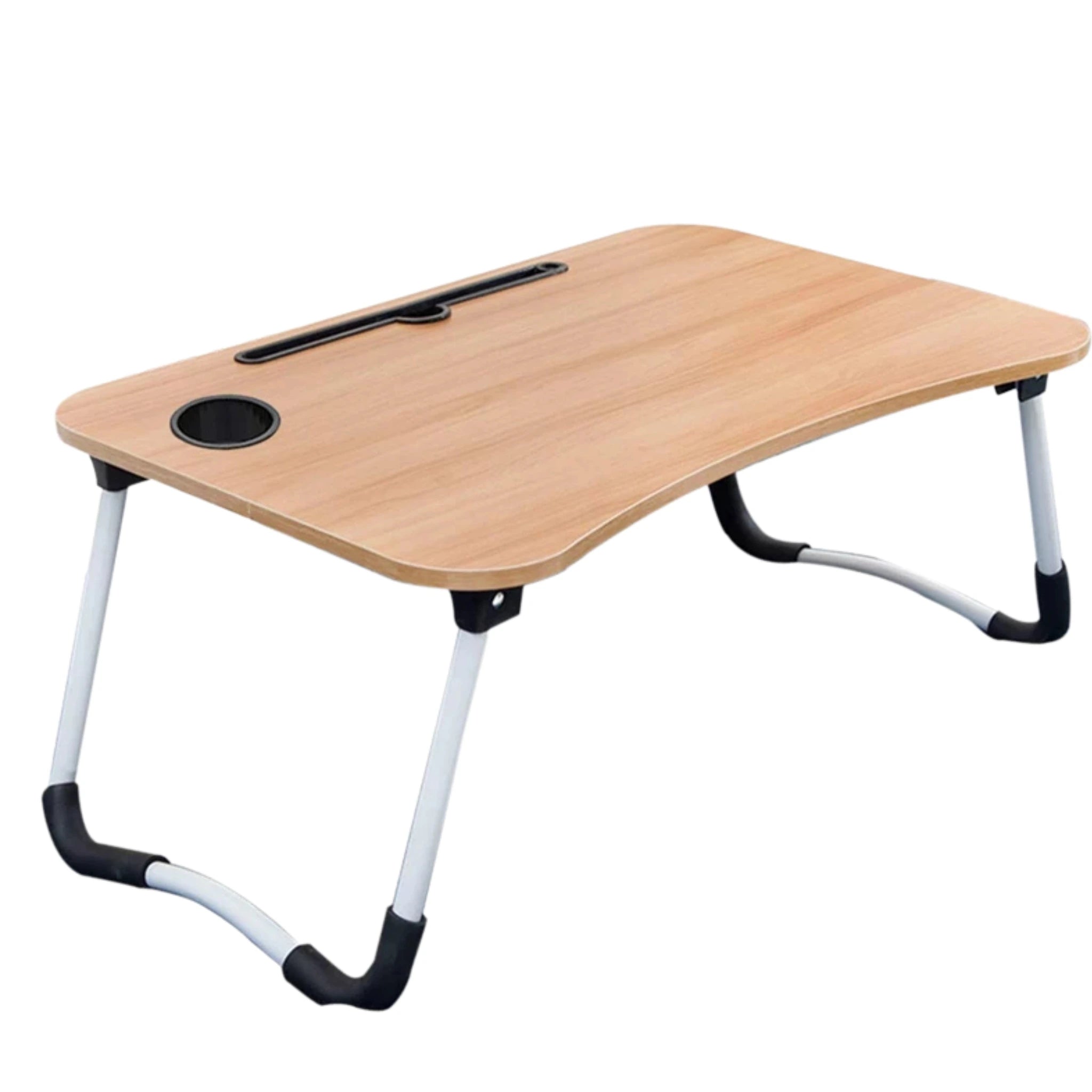 Table pliante en bois clair, idéale comme support pour PC portable et tablette, disponible en Tunisie.