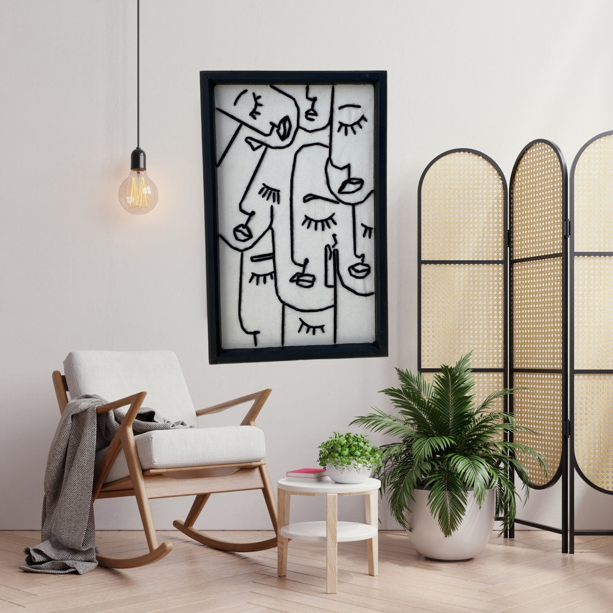 Tableau geometrique visages art abstrait