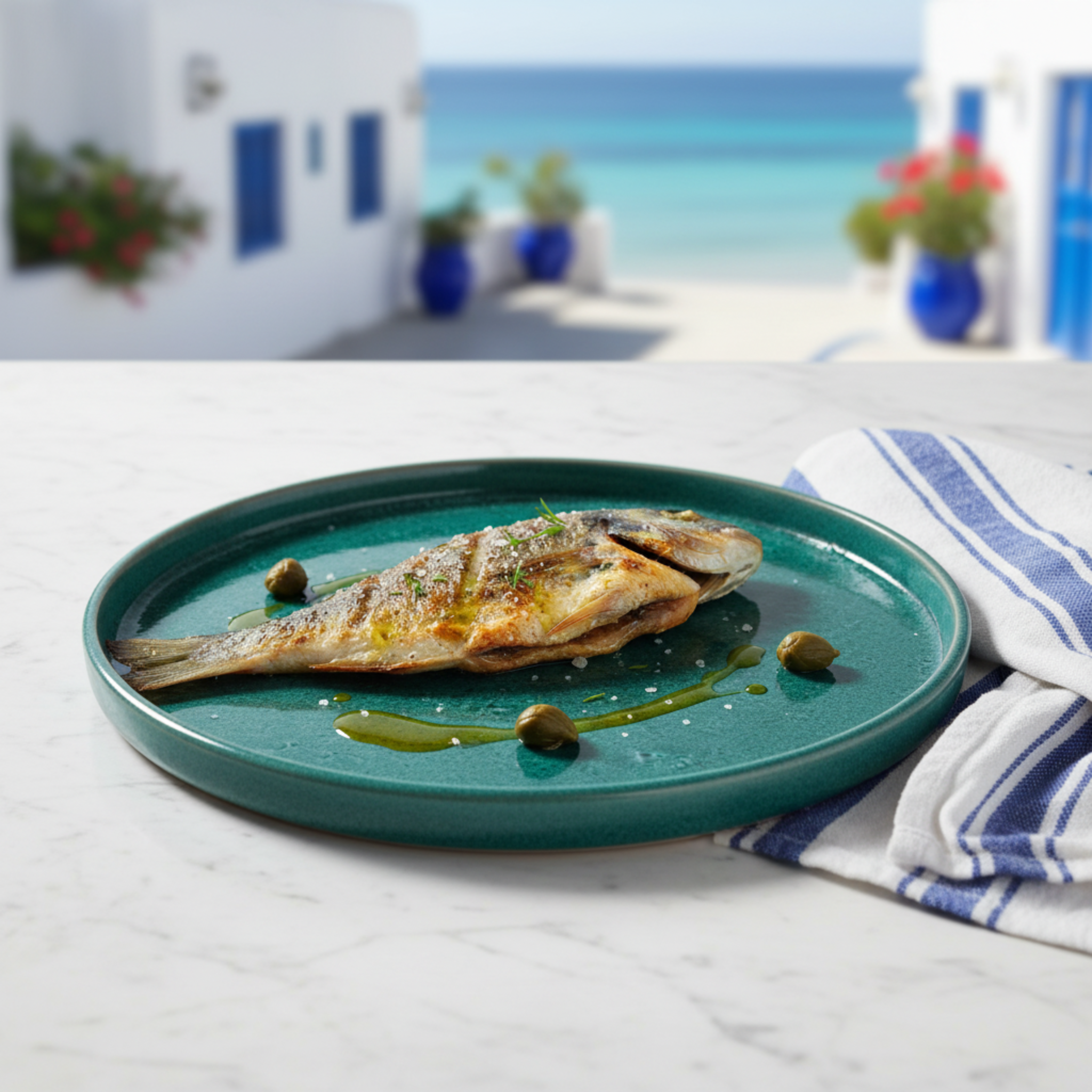 Plateau en céramique émaillé vert – Art de table Tunisie