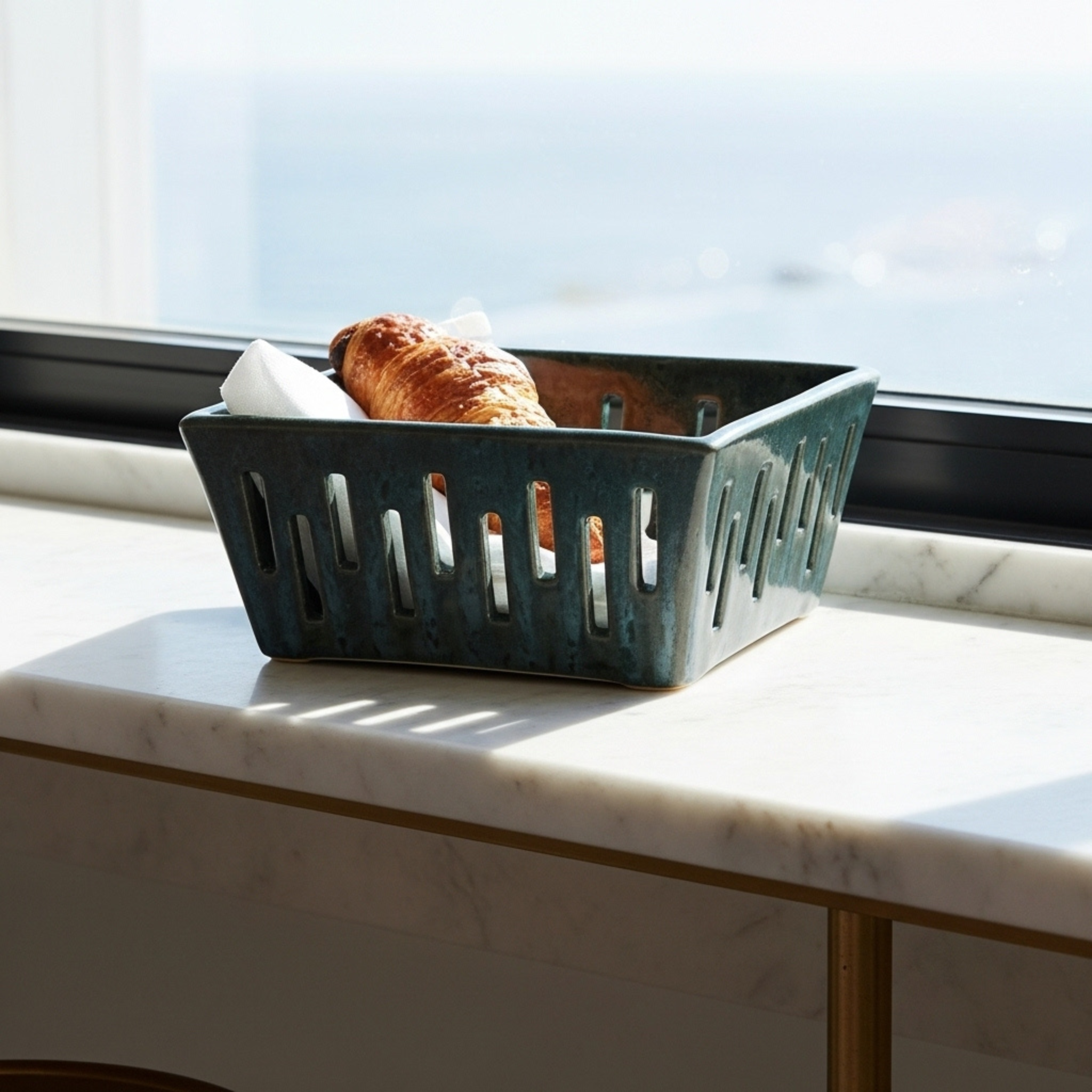 Panier de Cuisine en Céramique Carré – Inspiration Tunisienne Authentique