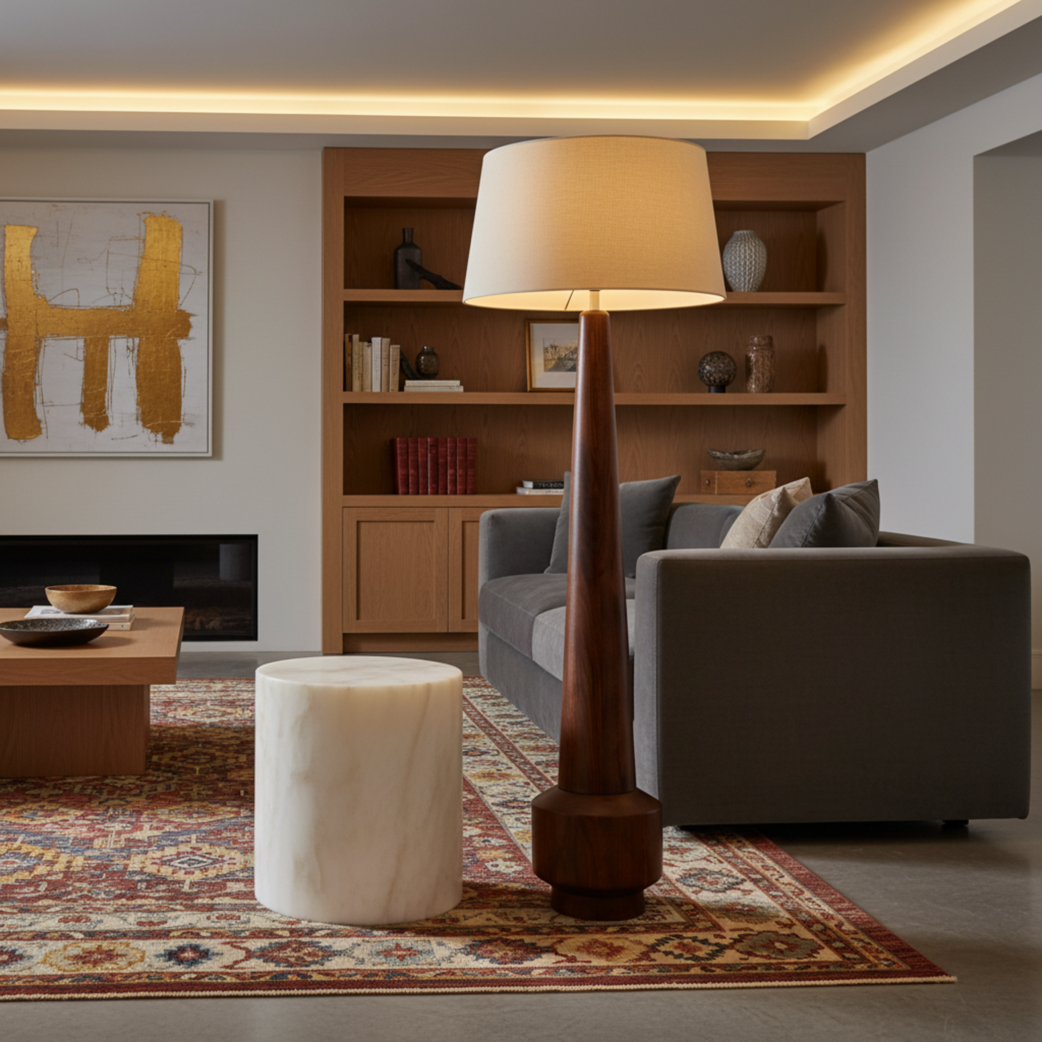 Lampadaire sur Pied en Bois Massif - Design Sculptural & Authentique