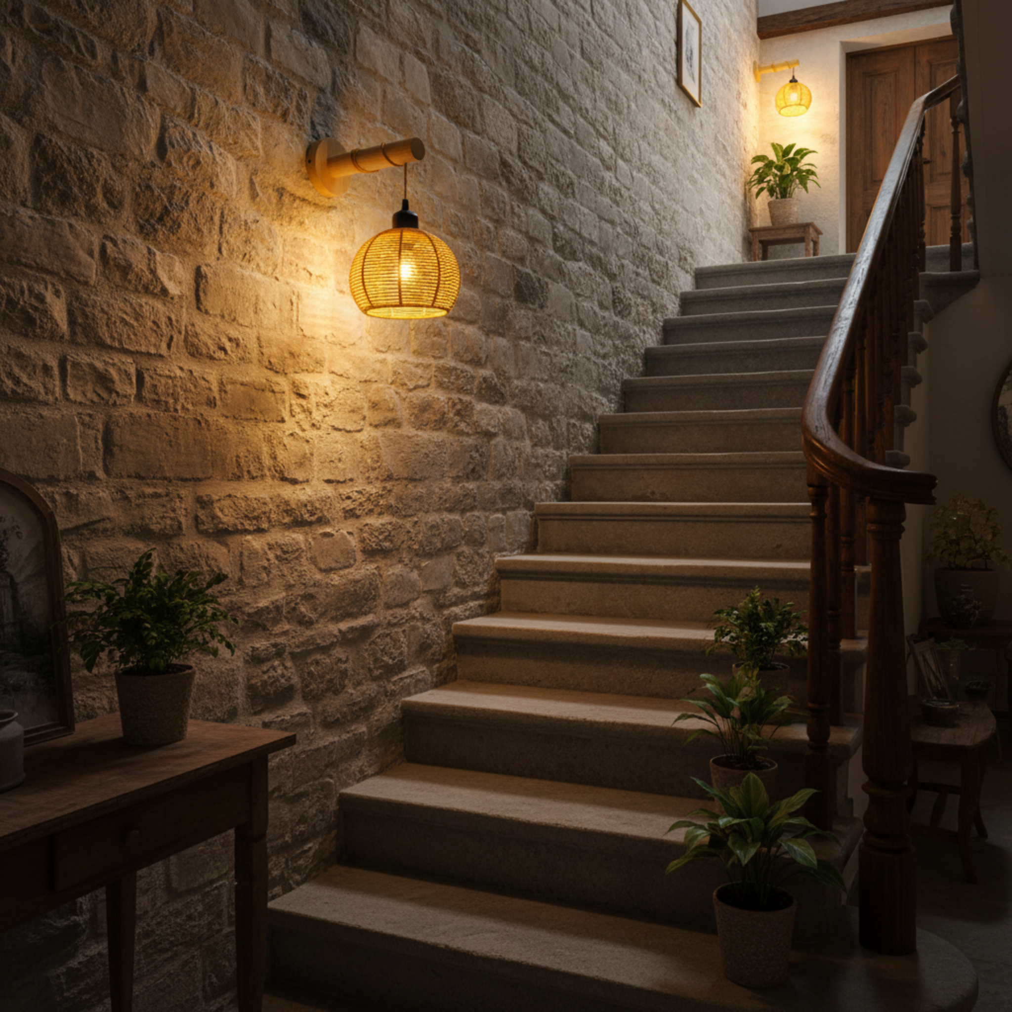 Applique Murale "Nasma" – Baladeuse Design en Bois et Jute Tressé