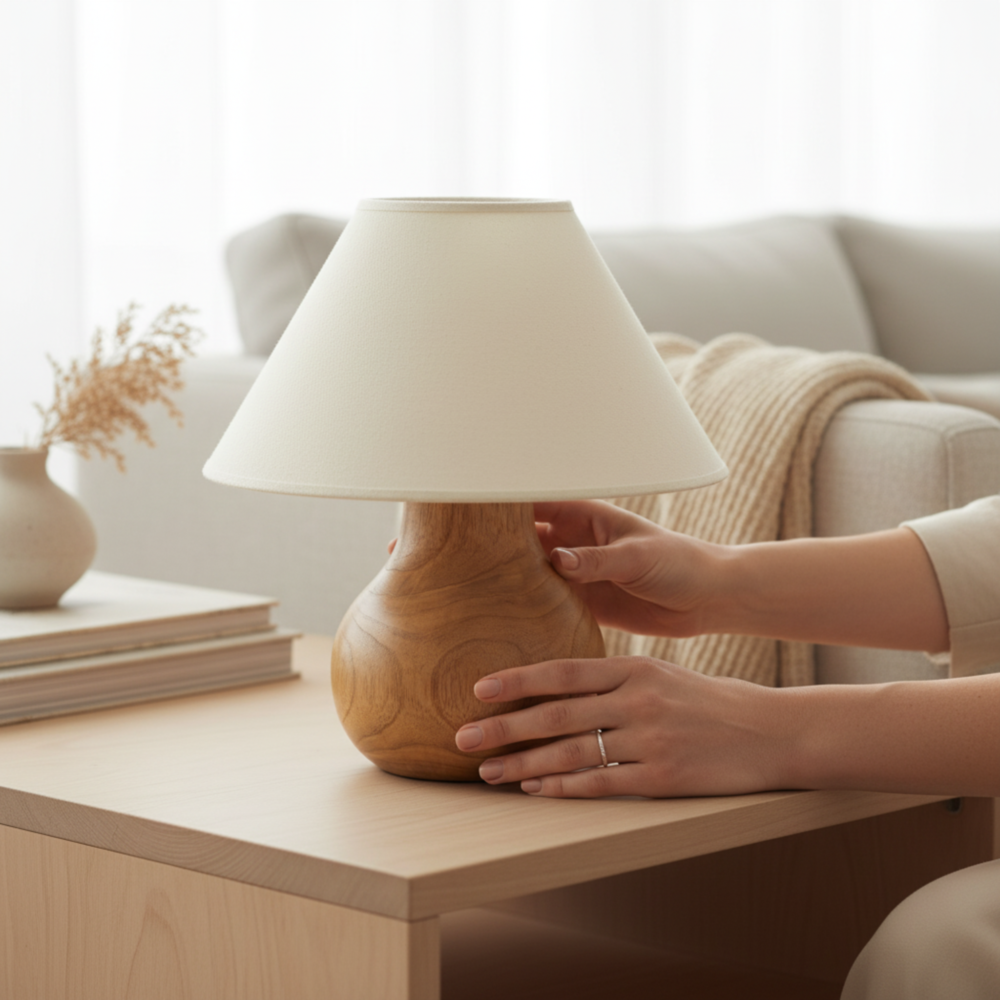 Lampe de Table en Bois Massif – Design Naturel & Élégance Artisanale