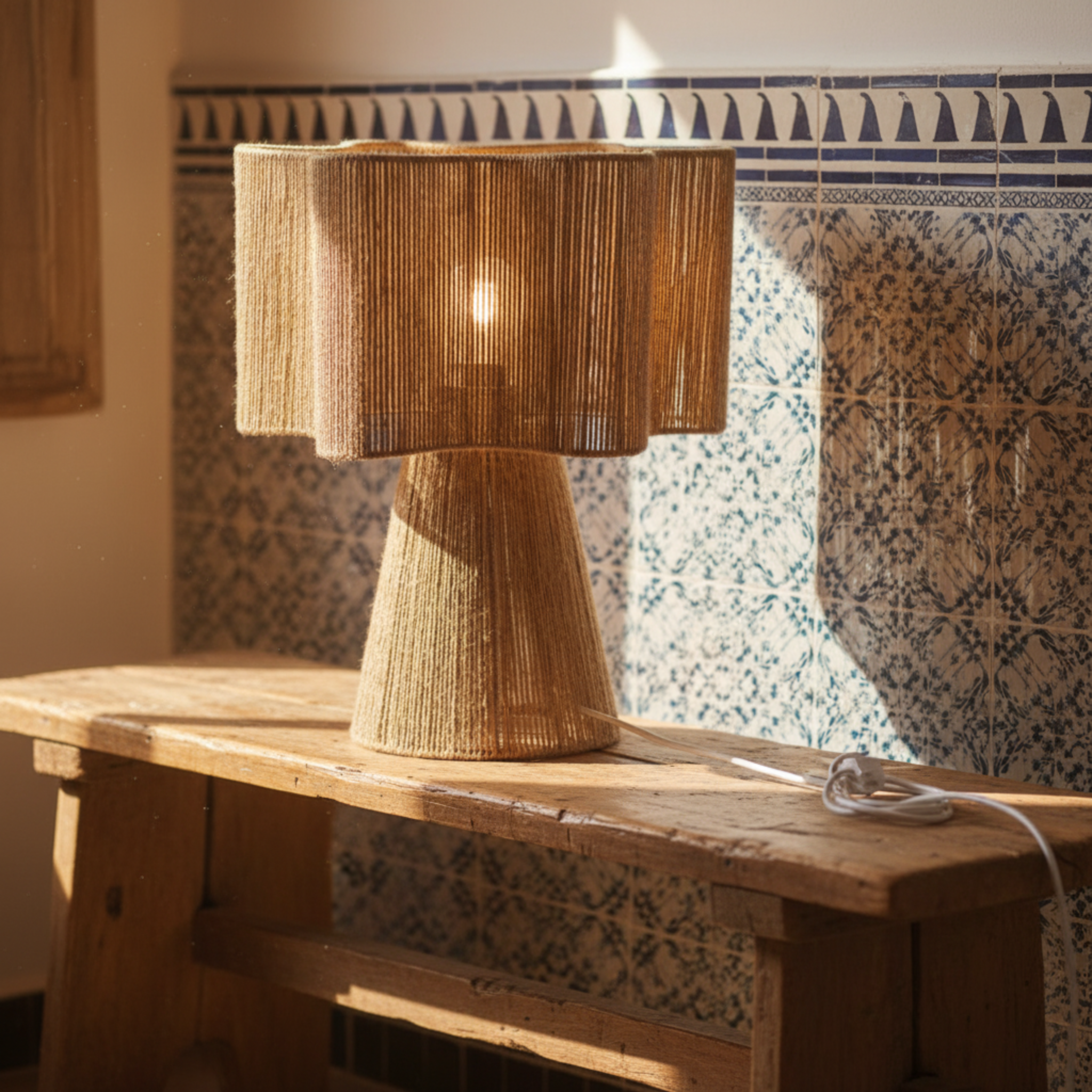 Lampe à Poser en Jute Naturelle - Design Bohème & Authentique