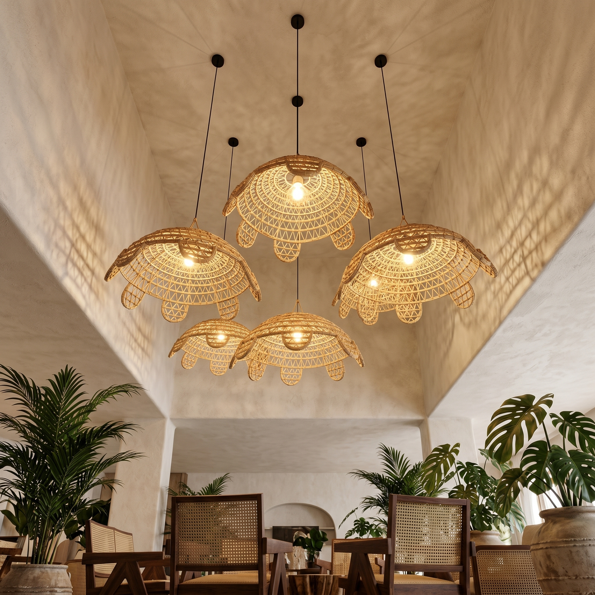 Lustre Palmier Tunisie | Suspension Dôme Festonné Bohème | Fiolla Home