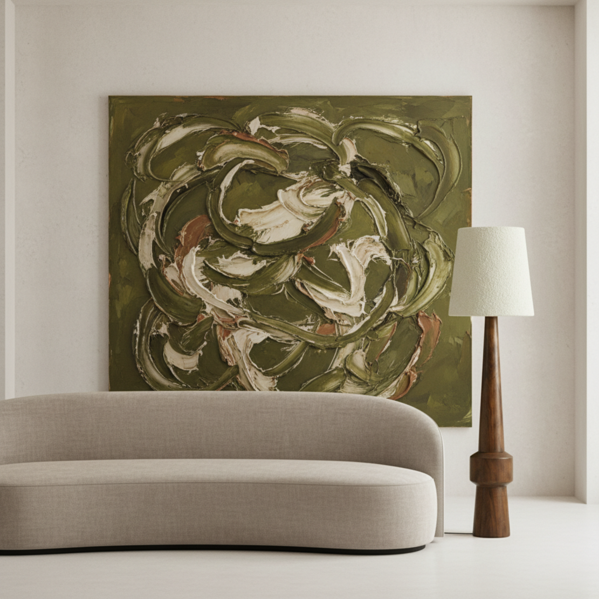 Lampadaire ATLAS Bois Rouge et Abat-Jour Bouclette | Tunisie