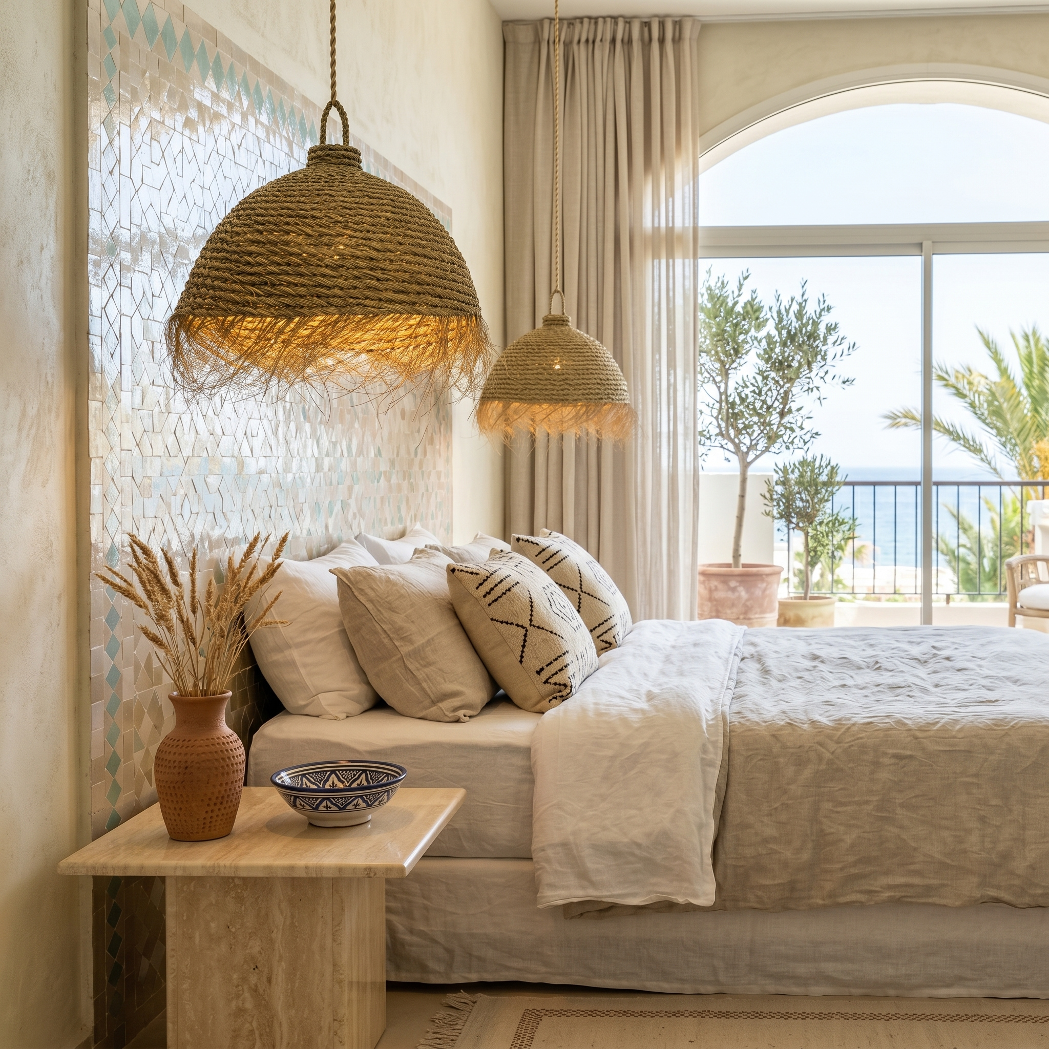 Suspension Ronde Halfa | Luminaire Dôme Naturel | Fiolla Home