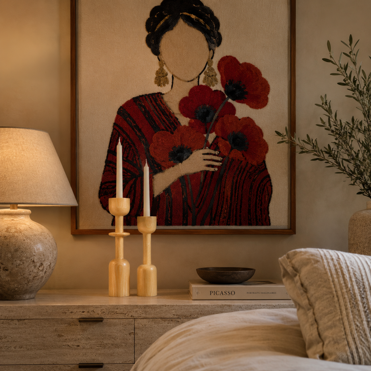 Lot 2 Bougeoirs Bois Tunisie | Porte-Bougies Clair Artisanal | Fiolla Home
