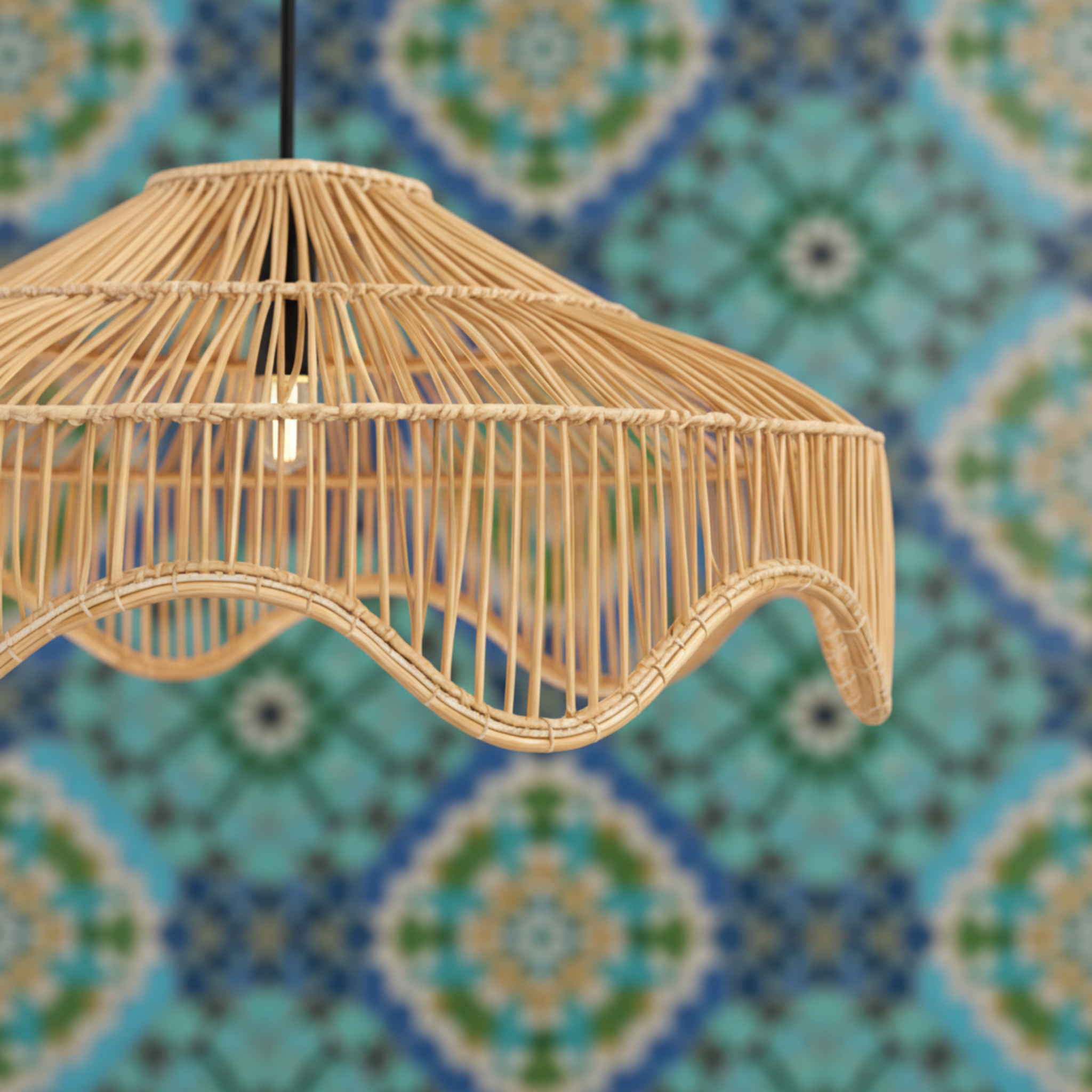 Lustre en Fibres de Palmier – Suspension Handmade Tunisie
