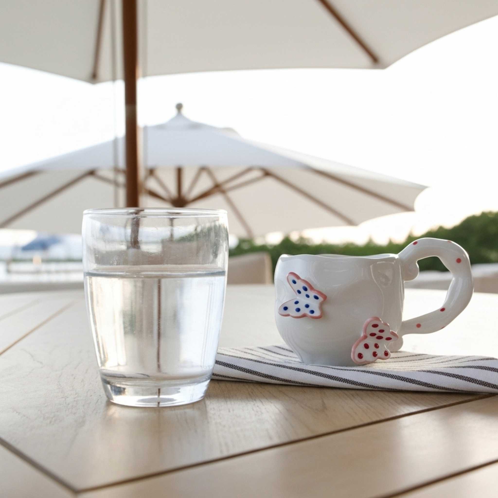 Mug Céramique Papillons Blanc – Café en Plein Air | Fiolla Home