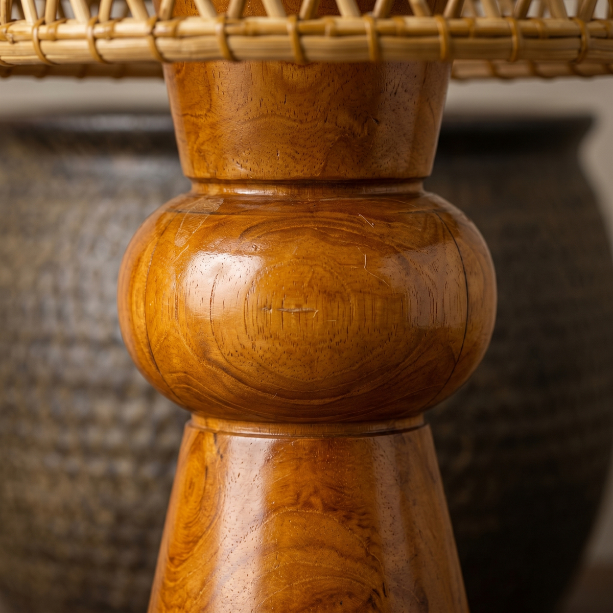 Lampe à Poser Bois d'Olivier Fibres de Palmier Tunisie | Fiolla Home