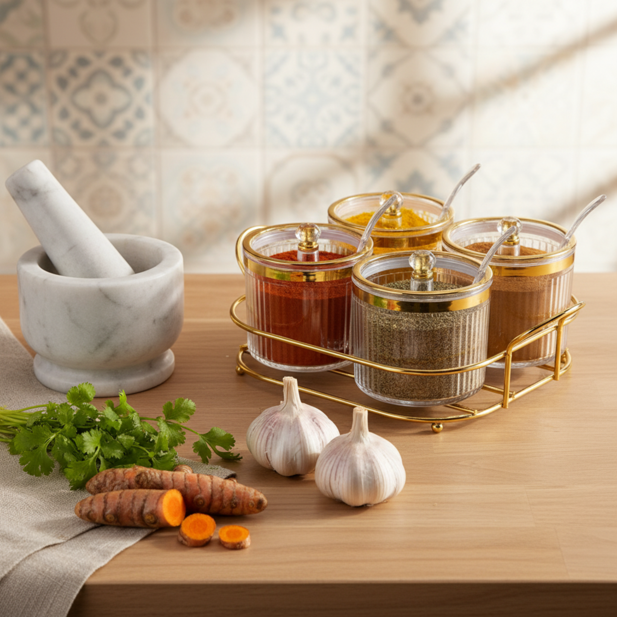 Porte-Épices ou Porte-Fruits Secs avec Support - Organisation Pratique et Élégante | Fiolla Home