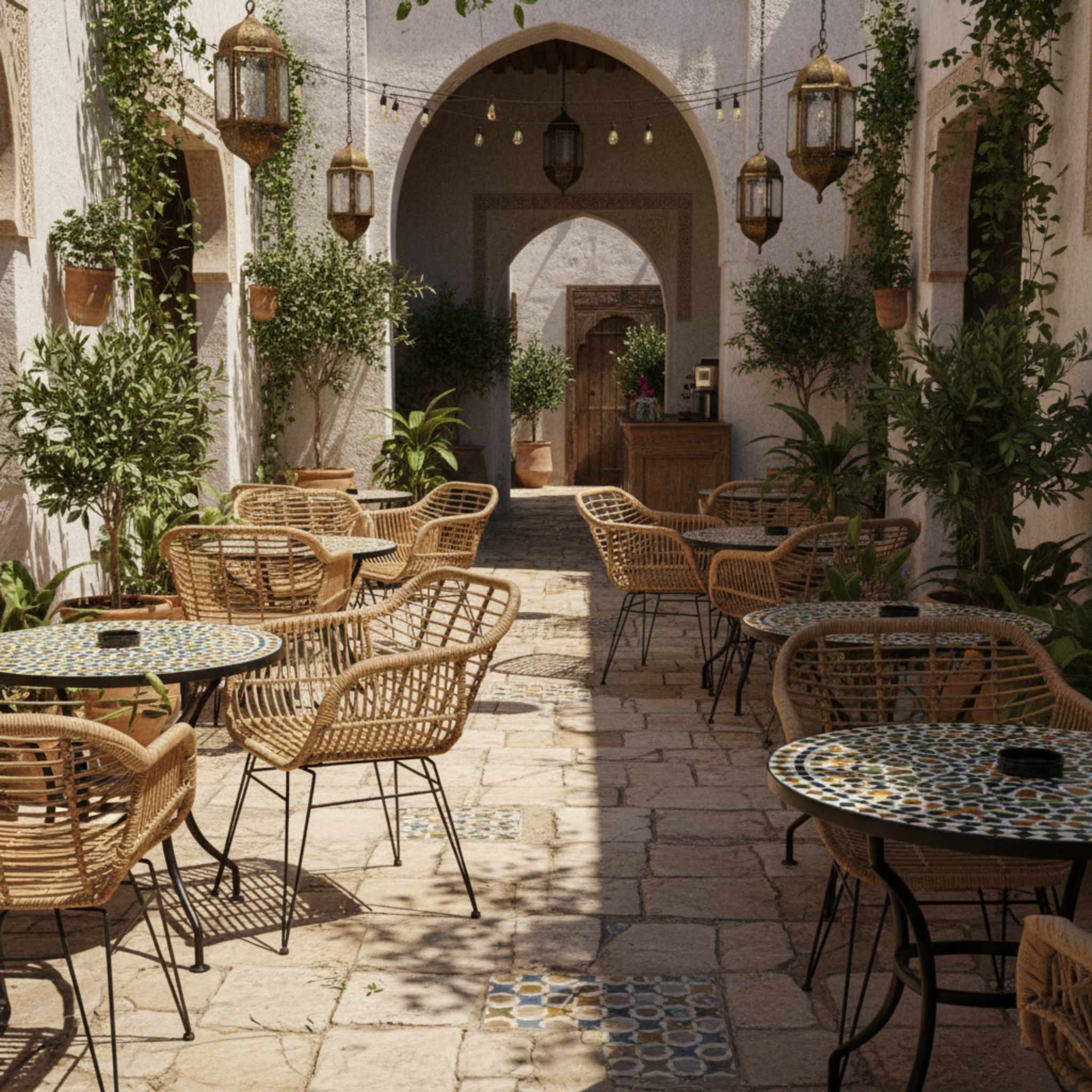 Chaise en Rotin Naturel sur Pieds Métalliques – Élégance Méditerranéenne Tunisie