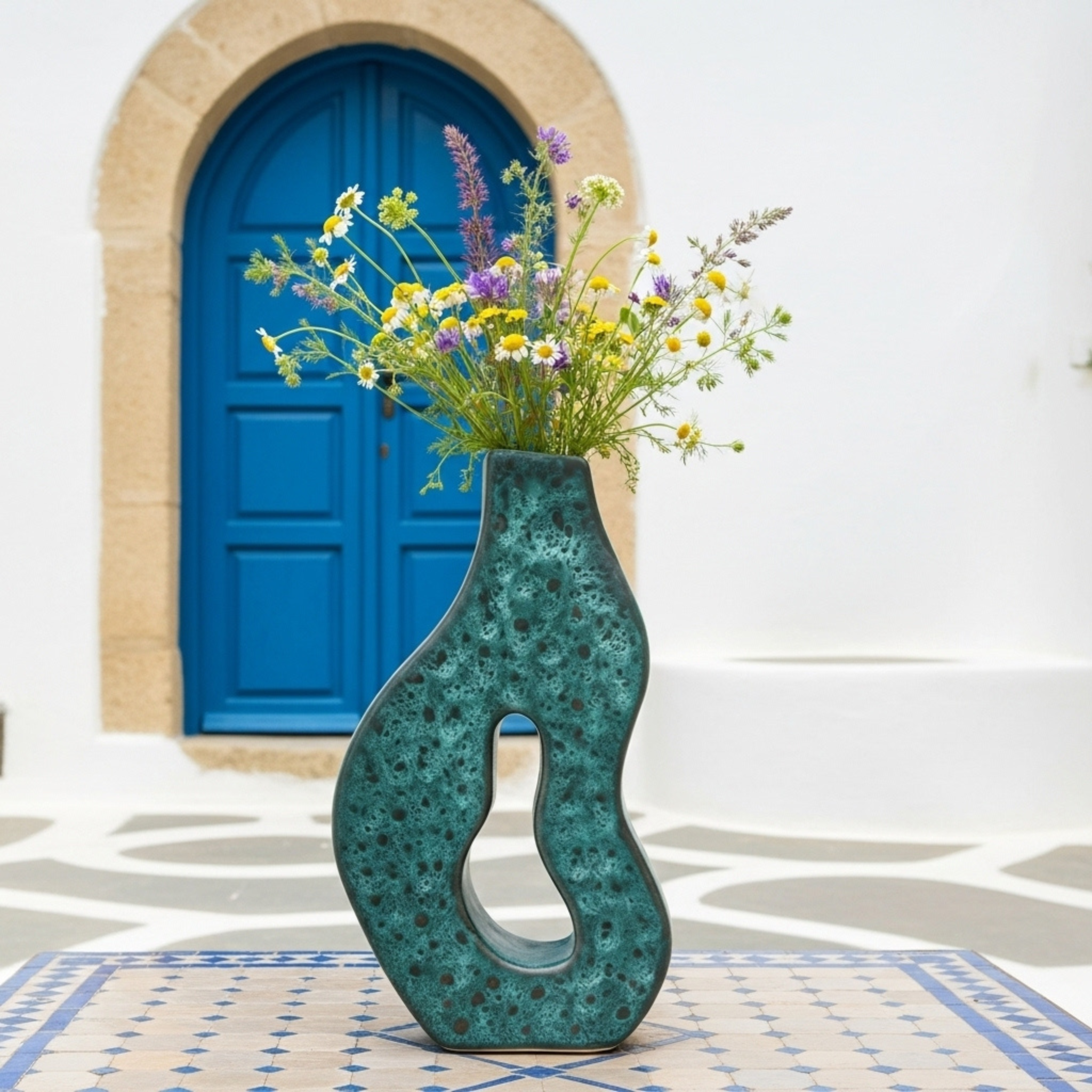 Vase en céramique sculptural – forme organique ajourée