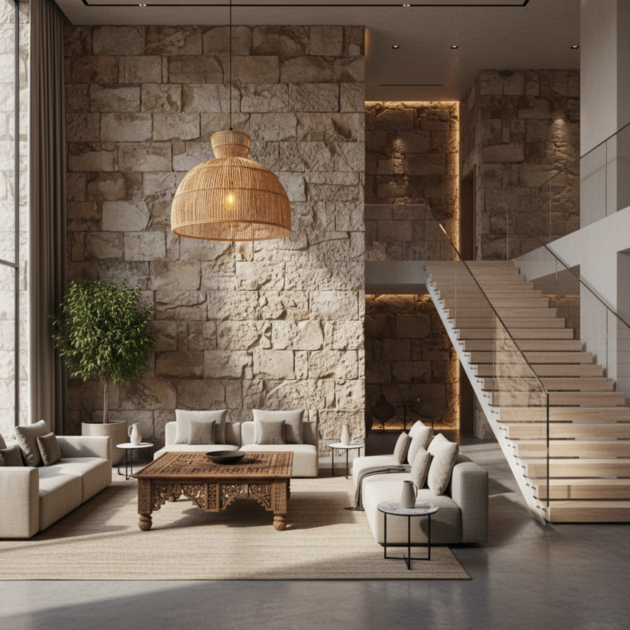 Lustre Artisanal Fibres de Palmier Tressé Fait Main | Fiolla Home