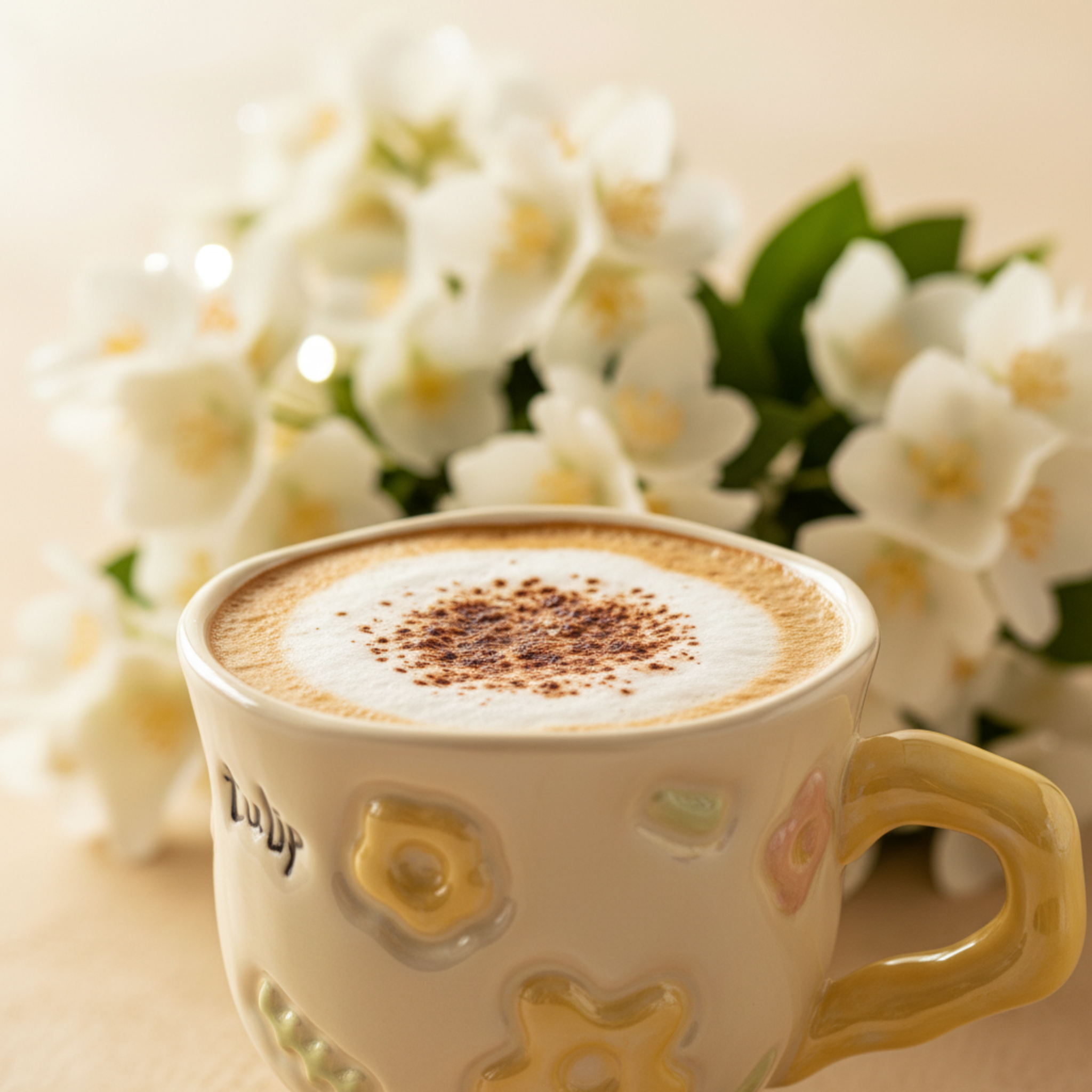 Mug Jaune Design Fleur en Relief en Céramique – Style Moderne Tunisie