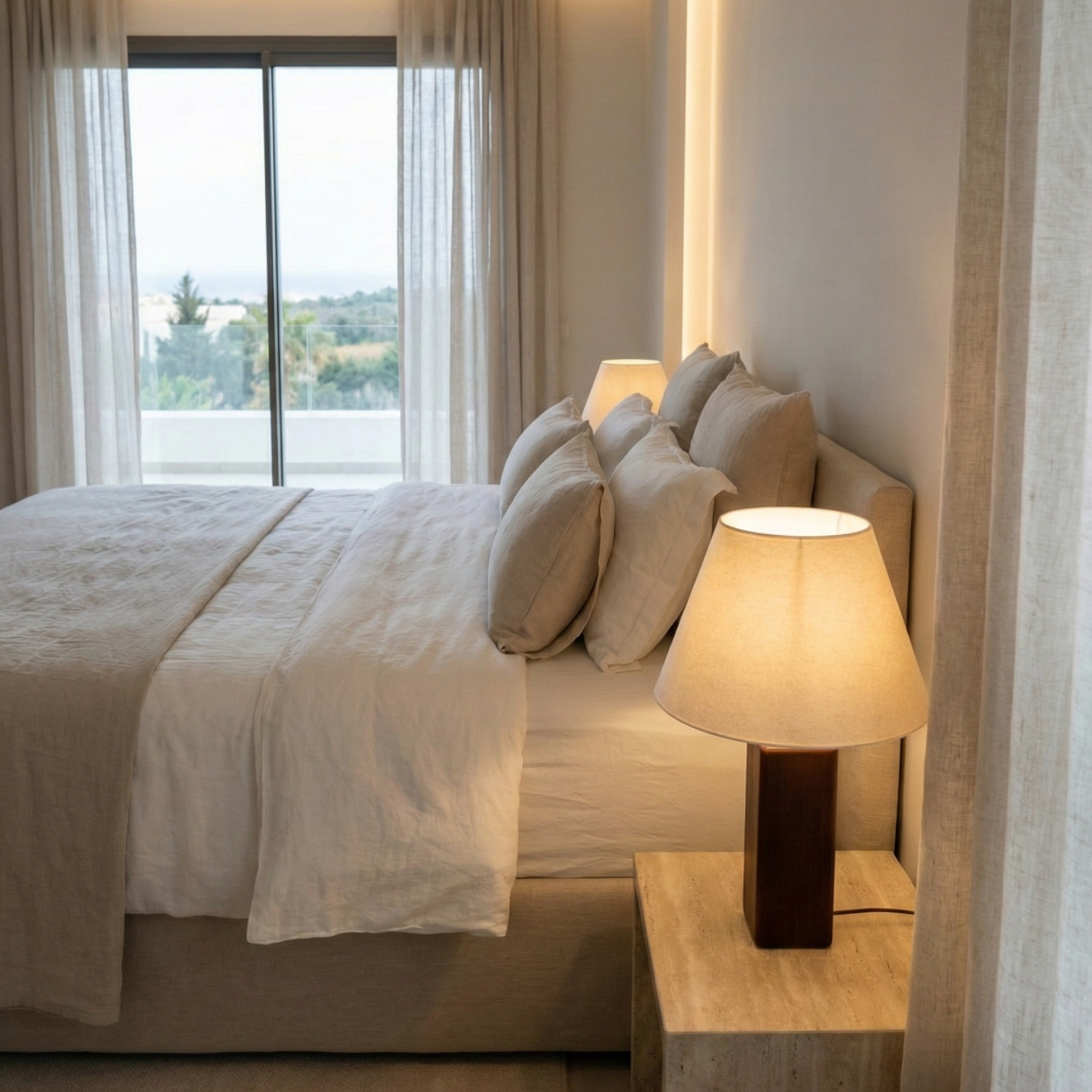 Lampe à Poser Artisanale en Bois & Lin - Design Unique Tunisie