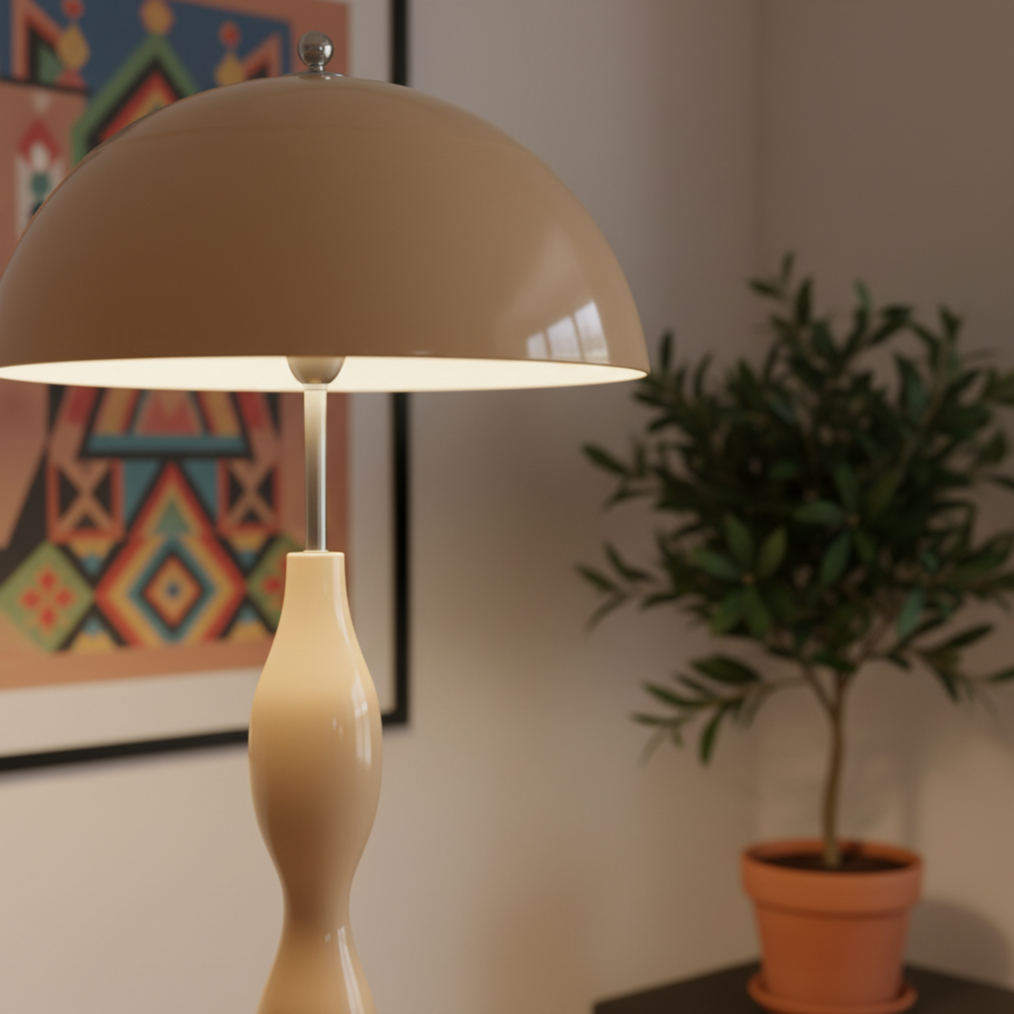 Lampadaire Ondulé Blanc Cassé – Élégance Fait Main Tunisie