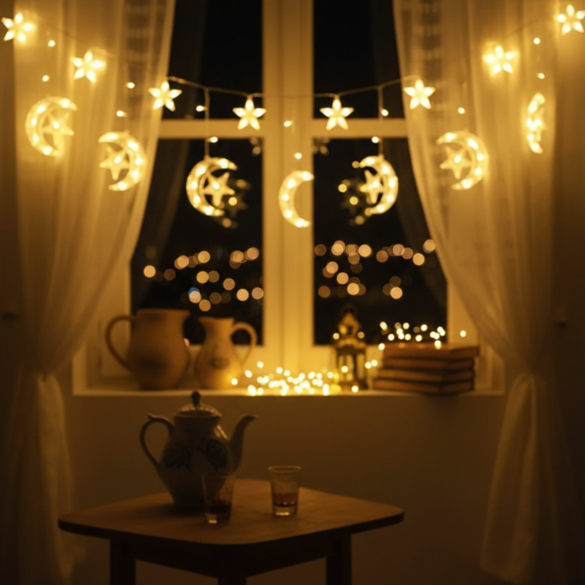 Guirlande LED Tunisie | Étoile et Lune Décorative | Fiolla Home